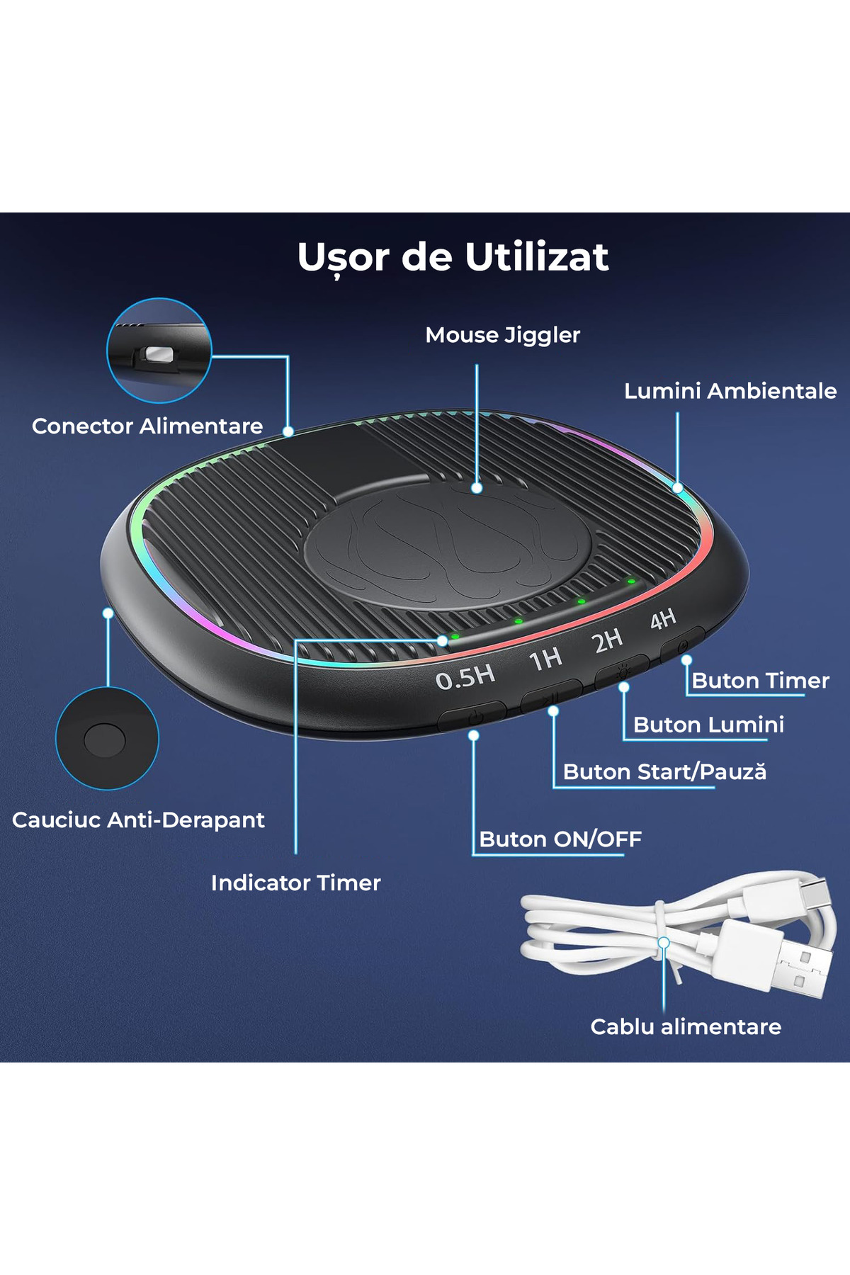 Elindor-Jiggler Mouse for simulating mouse movement, Ultra Slim, silent, with timer, Black 9