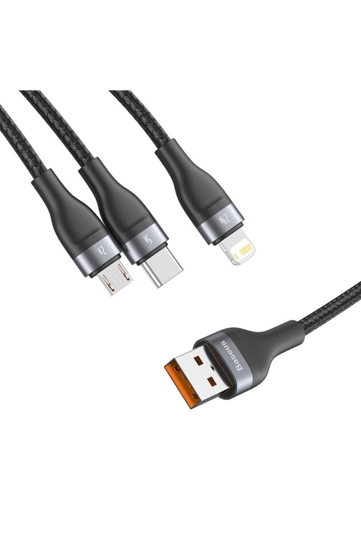 Baseus-Cablu de date USB pentru Lightning, Micro-USB, Tip-C 66W, 1.2m, Seria Flash (CA1T3-G1), Gri 3