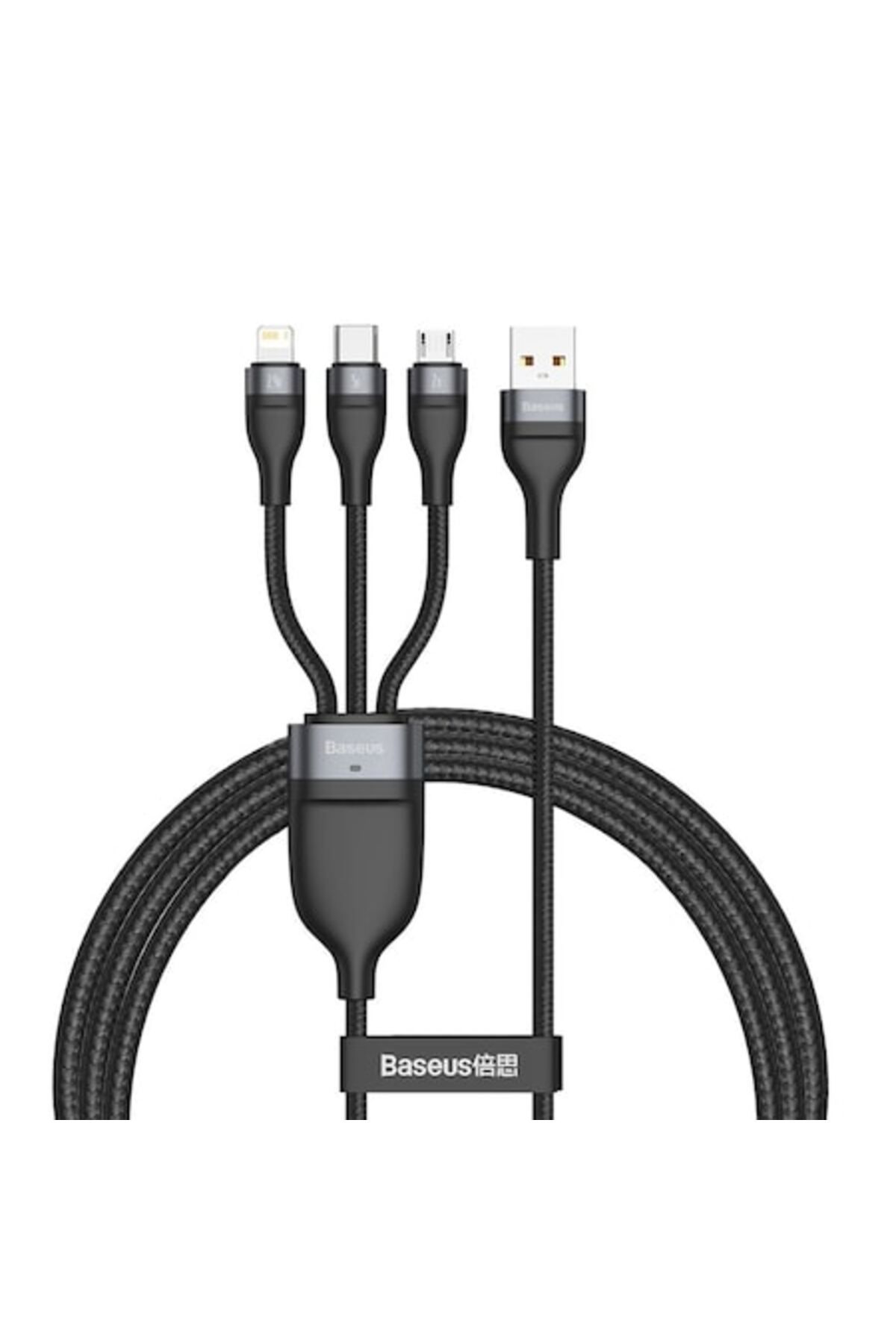 Baseus-Cablu de date USB pentru Lightning, Micro-USB, Tip-C 66W, 1.2m, Seria Flash (CA1T3-G1), Gri 1