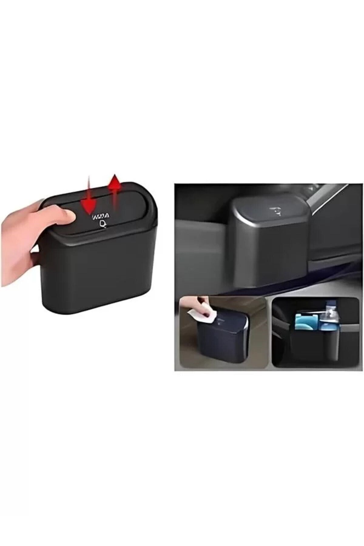 HEDİYE FİKRİ-2Pcs Set Car Trash Can In-Car Portable Organizer with Lid Garbage Bucket Push Lid Ko 6