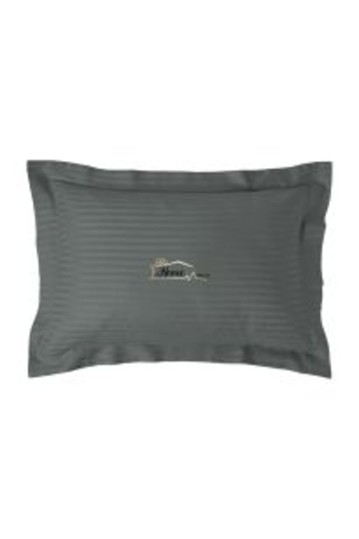 HomePuls-Damask Polycotton Pillowcase, 1 cm stripe, 50 x 70 cm with 3.5 cm border hem, Light Gray 5