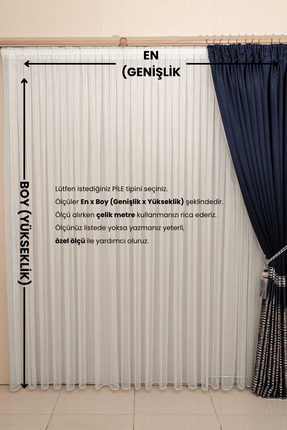 Ta-Ha Perde ve Halı Pilesiz Düz Dikiş Zincir Model Tül Perde,Dikey Çizgili Kı...