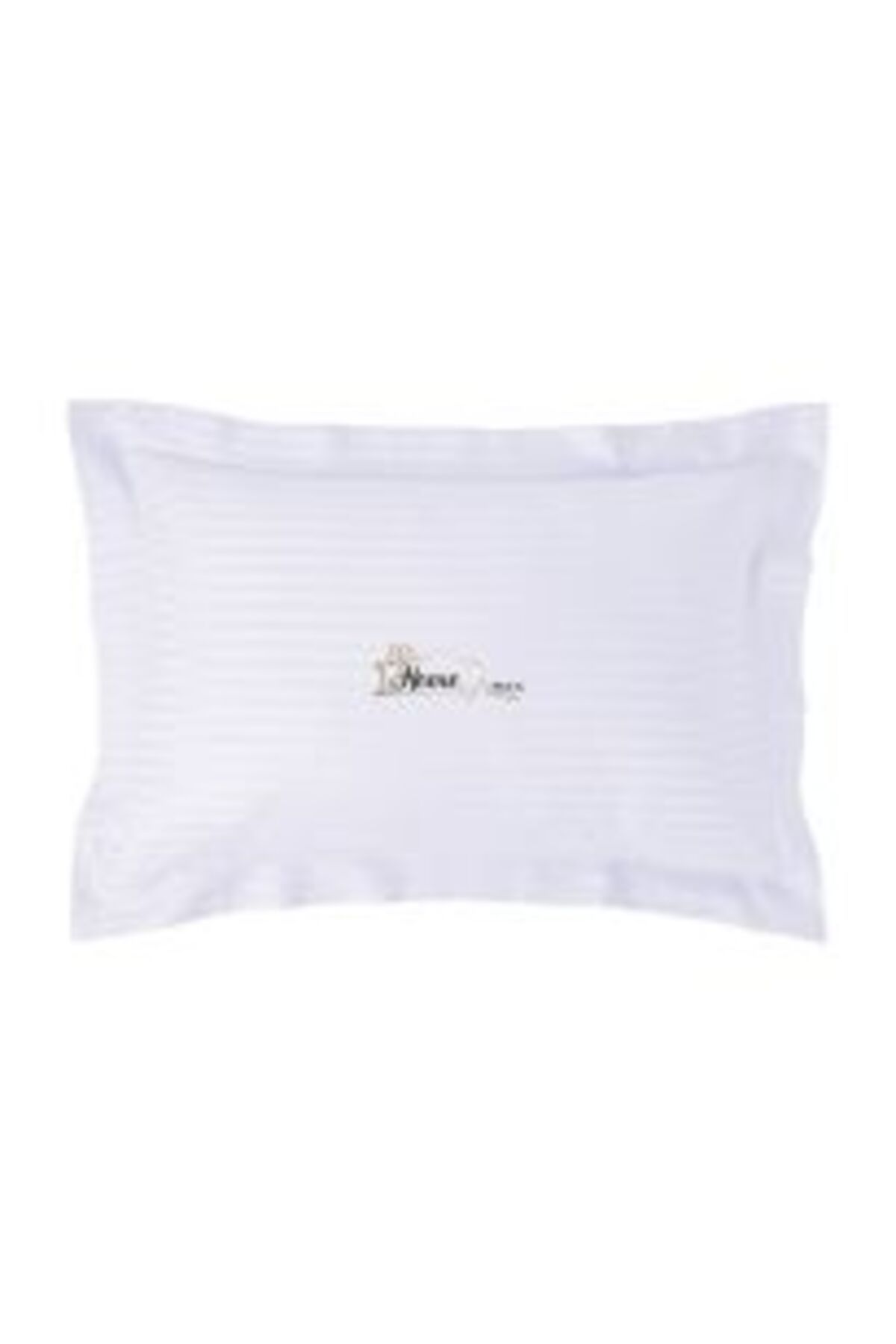 HomePuls-Damask Polycotton Pillowcase, 1 cm stripe, 50 x 70 cm with 3.5 cm border hem, Light Gray 6