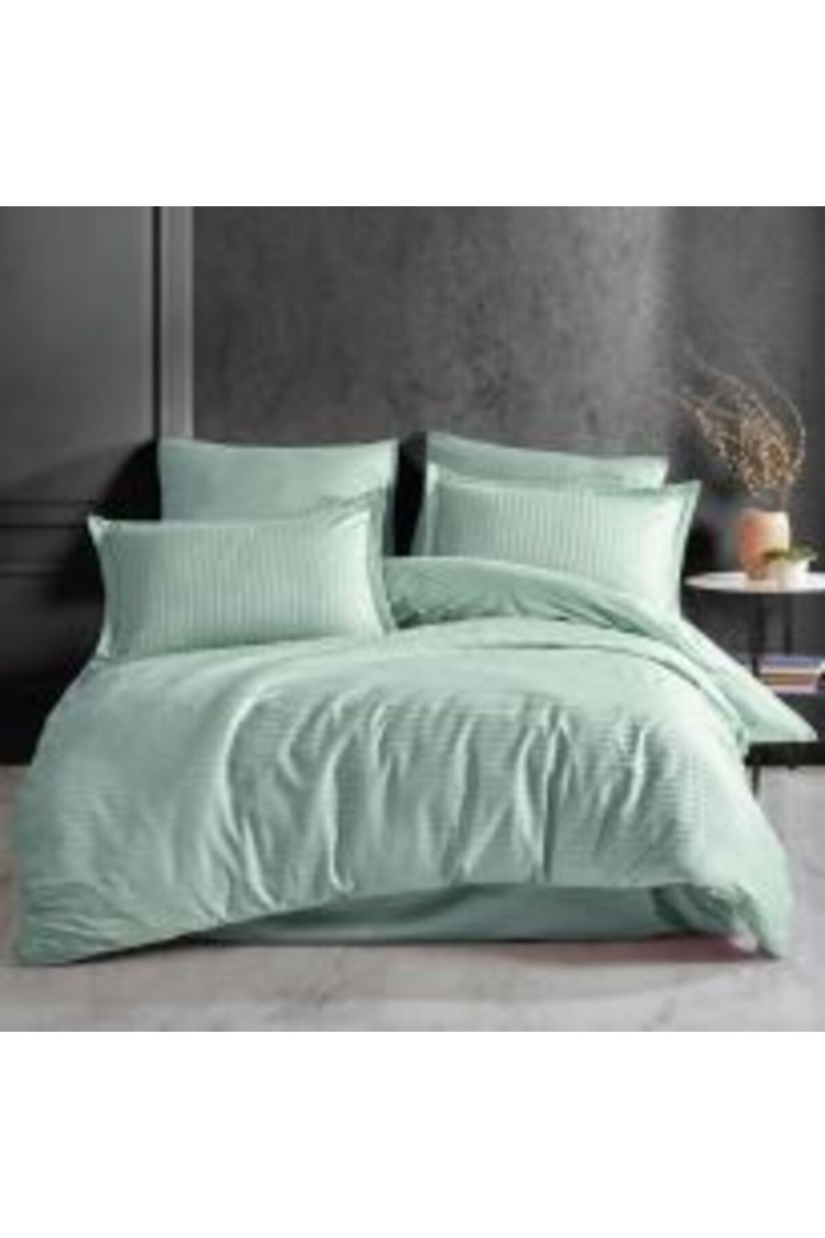 HomePuls-Bed Linen with Elastic Sheet Damask Cotton 100% Hotel Style, 1 cm Stripe, 4 Pieces, for Mattress 140 6