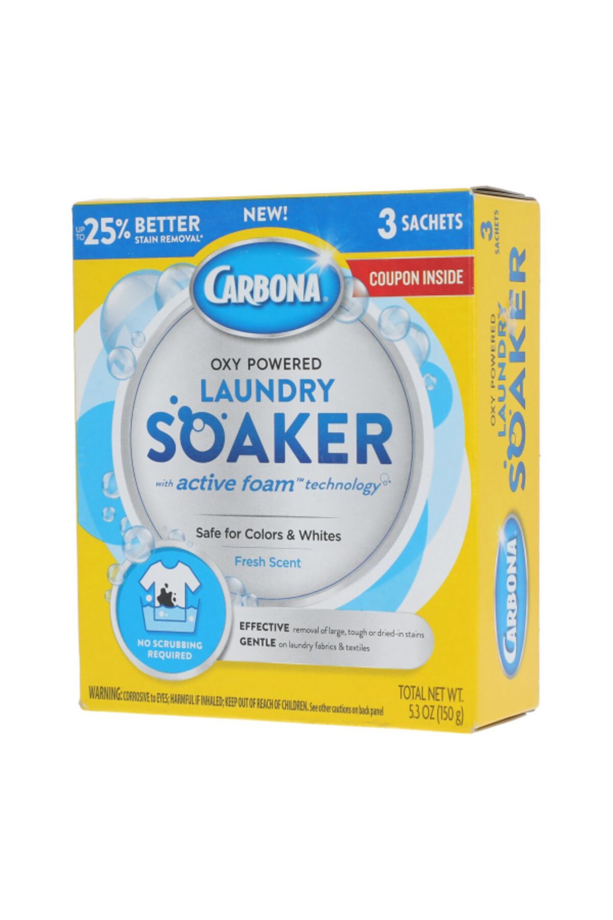 Carbona-3-Sachets Active Foam Technology Oxy Powered Laundry Soaker 5.3oz 3