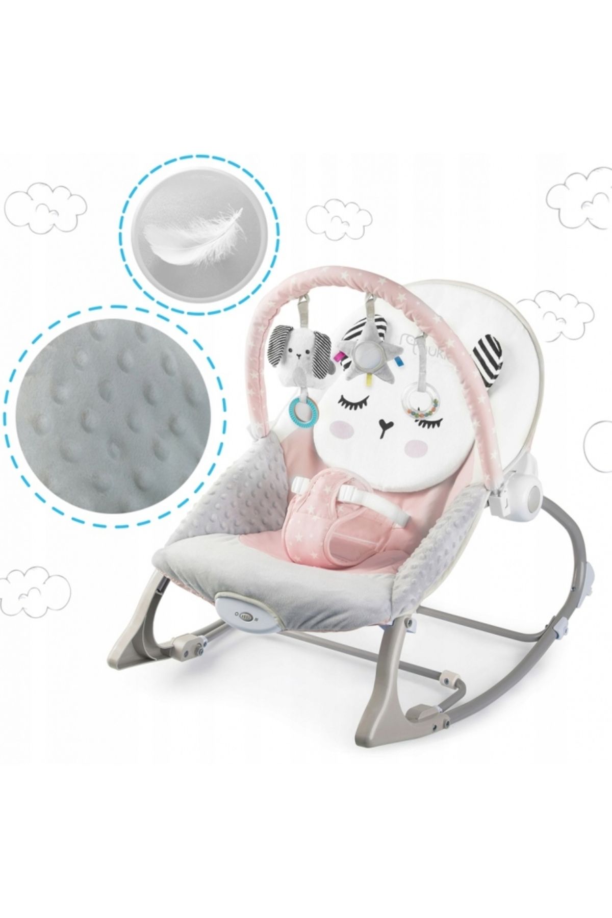 NUKIDO-Multifunctional swing with vibrations and toy arcade, removable cover, non-slip base and center 5