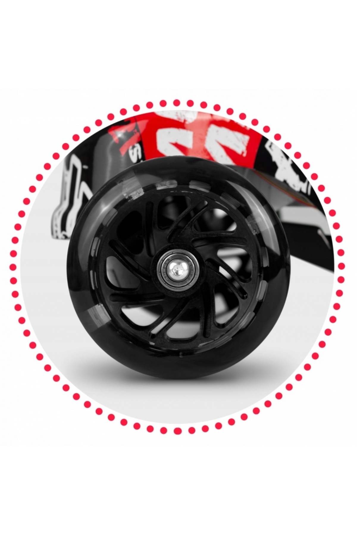 Ricokids-Piko Black/White/Red Children's Scooter with Adjustable Handlebar Height, Wheels with LED Lights, as 5