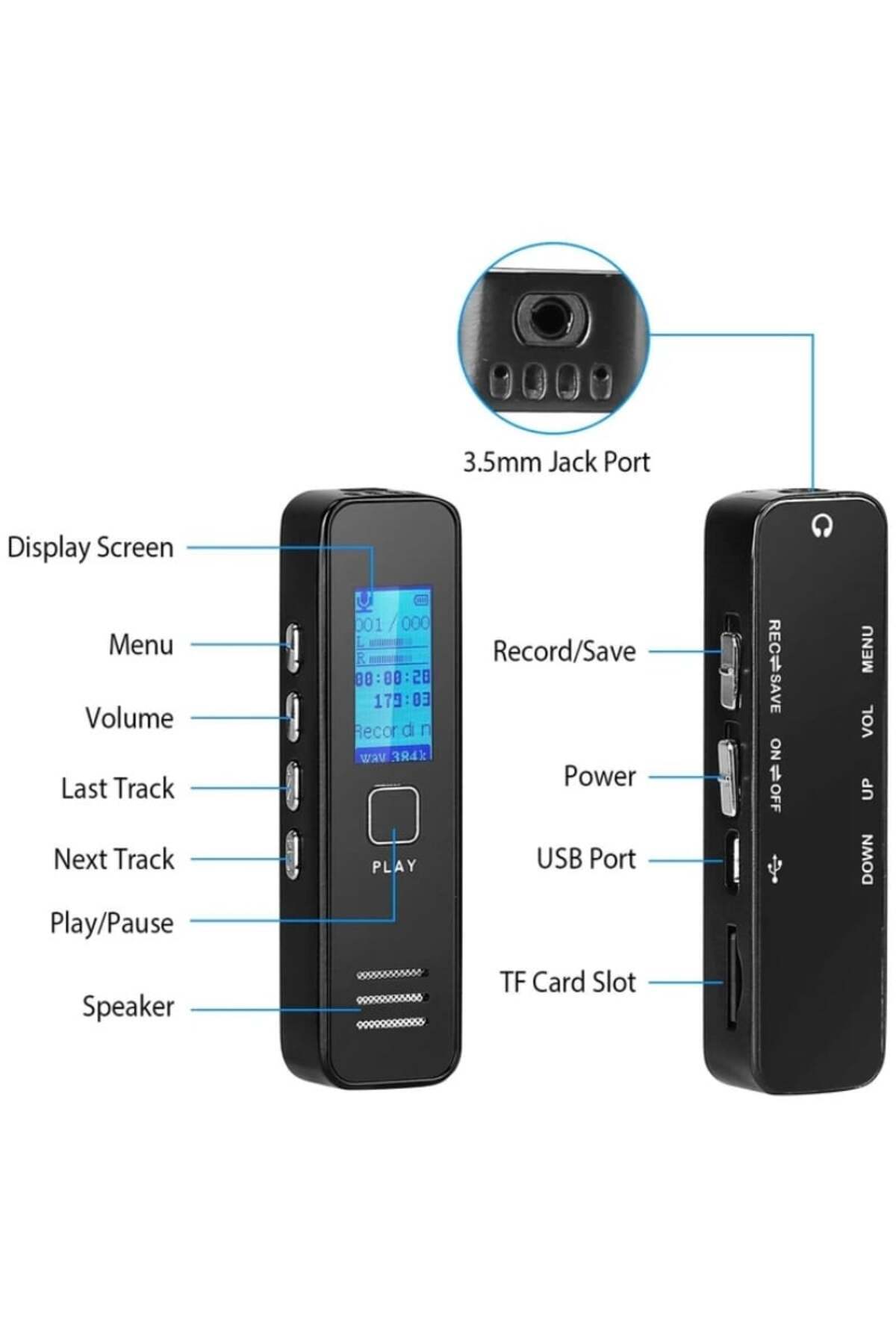 iUni-Mini Digital Voice Recorder 007, 8GB, 17 hours of autonomy, MP3 Player 9