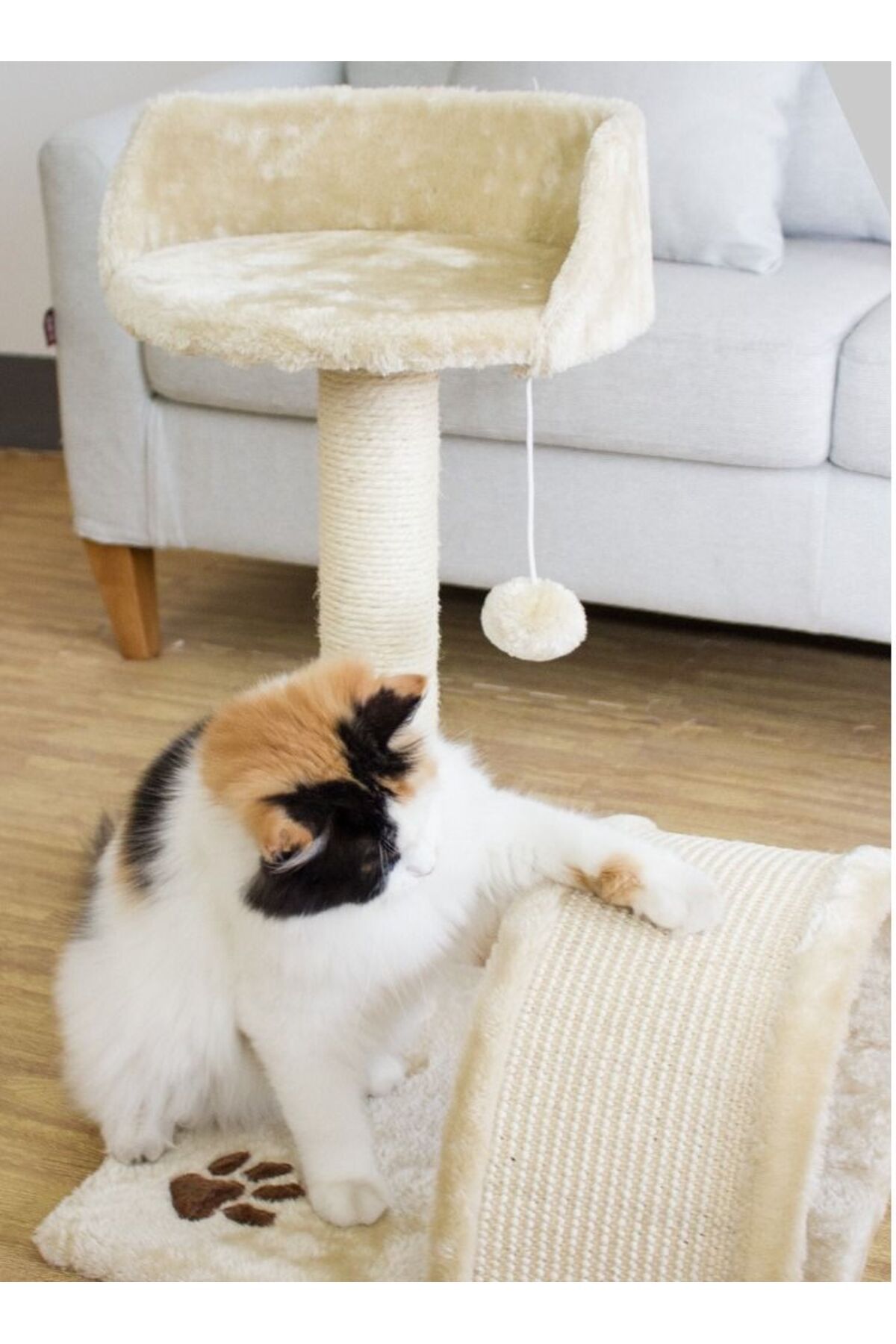 COOYA-Cat Scratching Post,Sisal Fiber with Plush Platform,Durable Cat Tower 3