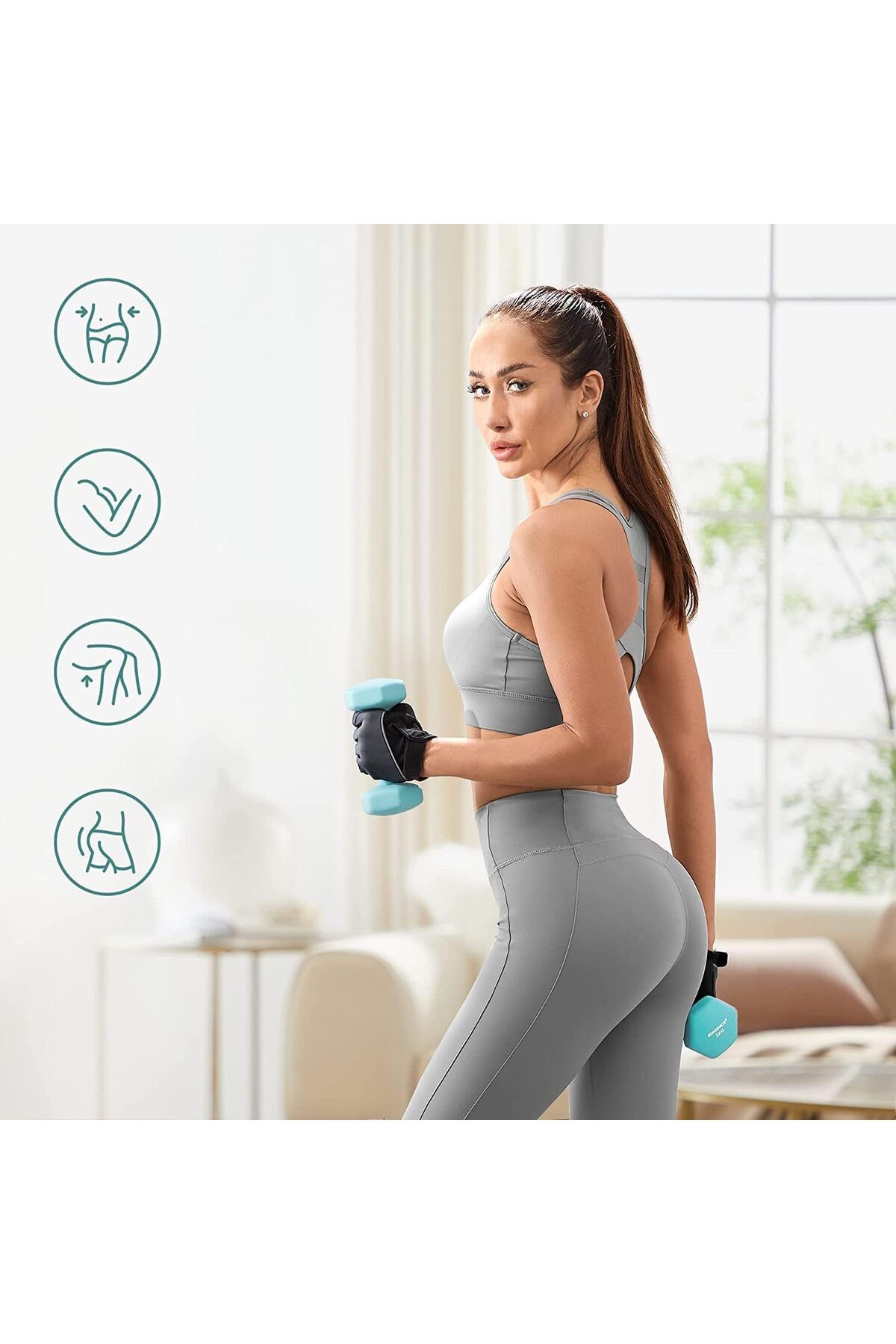 SONGMICS-Set of 6 hexagonal dumbbells with stand, 2x1 kg 2x2 kg 2x3 kg, multicolor 4