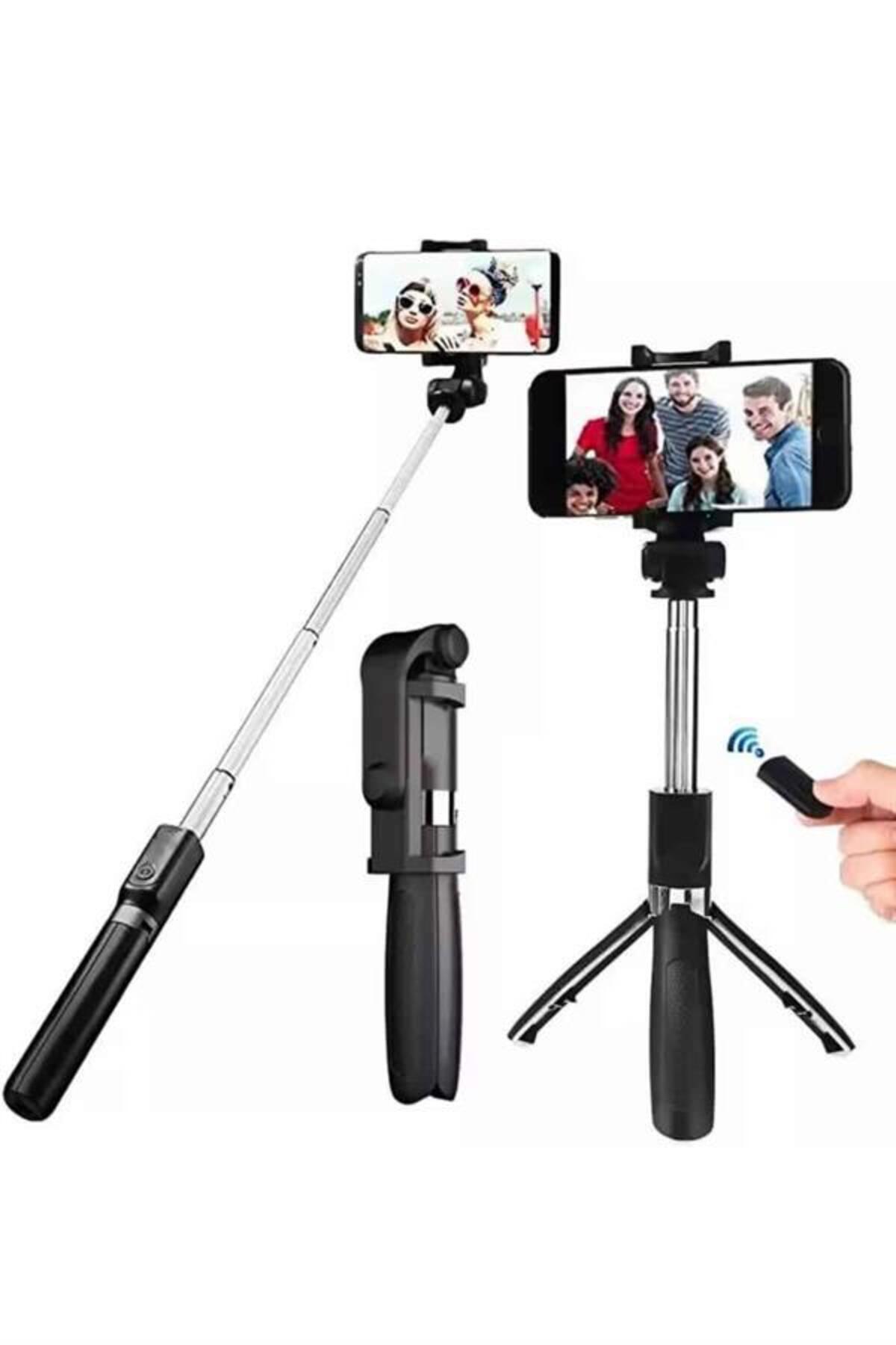 teknodayım Selfie Çubuğu Tripod Bluetooth Kumandalı Selfie Çubuğu Telefon Tutucu