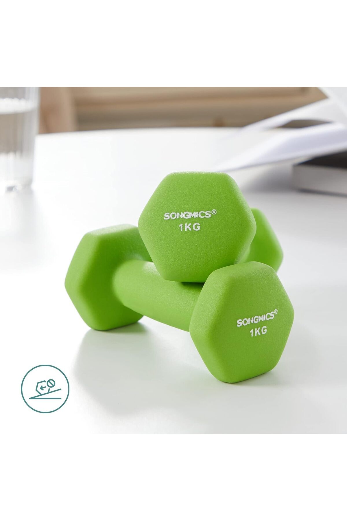 SONGMICS-Set of 6 Hexagonal Dumbbells with Stand, 2x1kg 2x2kg 2x3kg, Multicolor 9