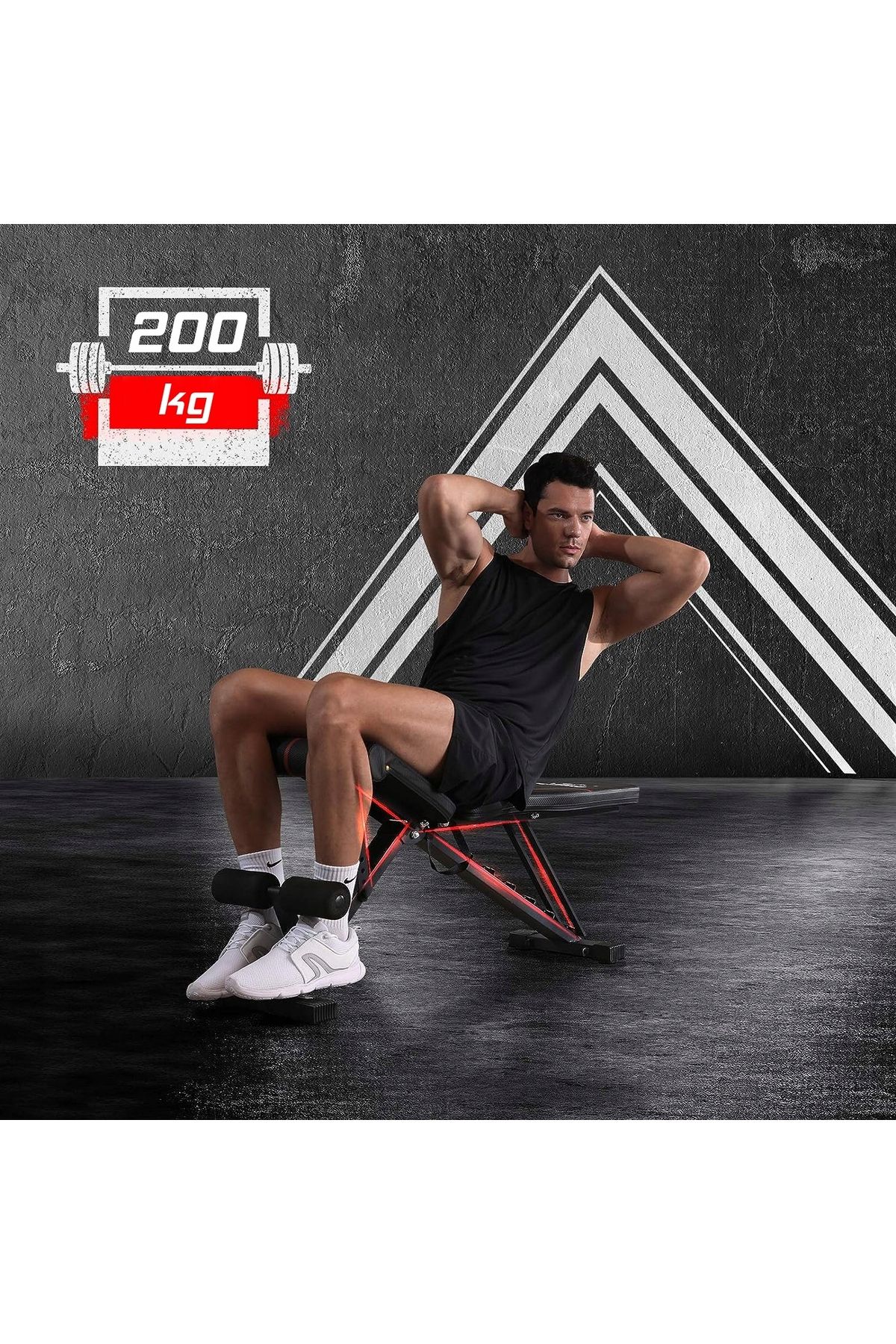 SERSIMO-Multifunctional fitness training bench, 7-step adjustable backrest, maximum load 200 kg 11