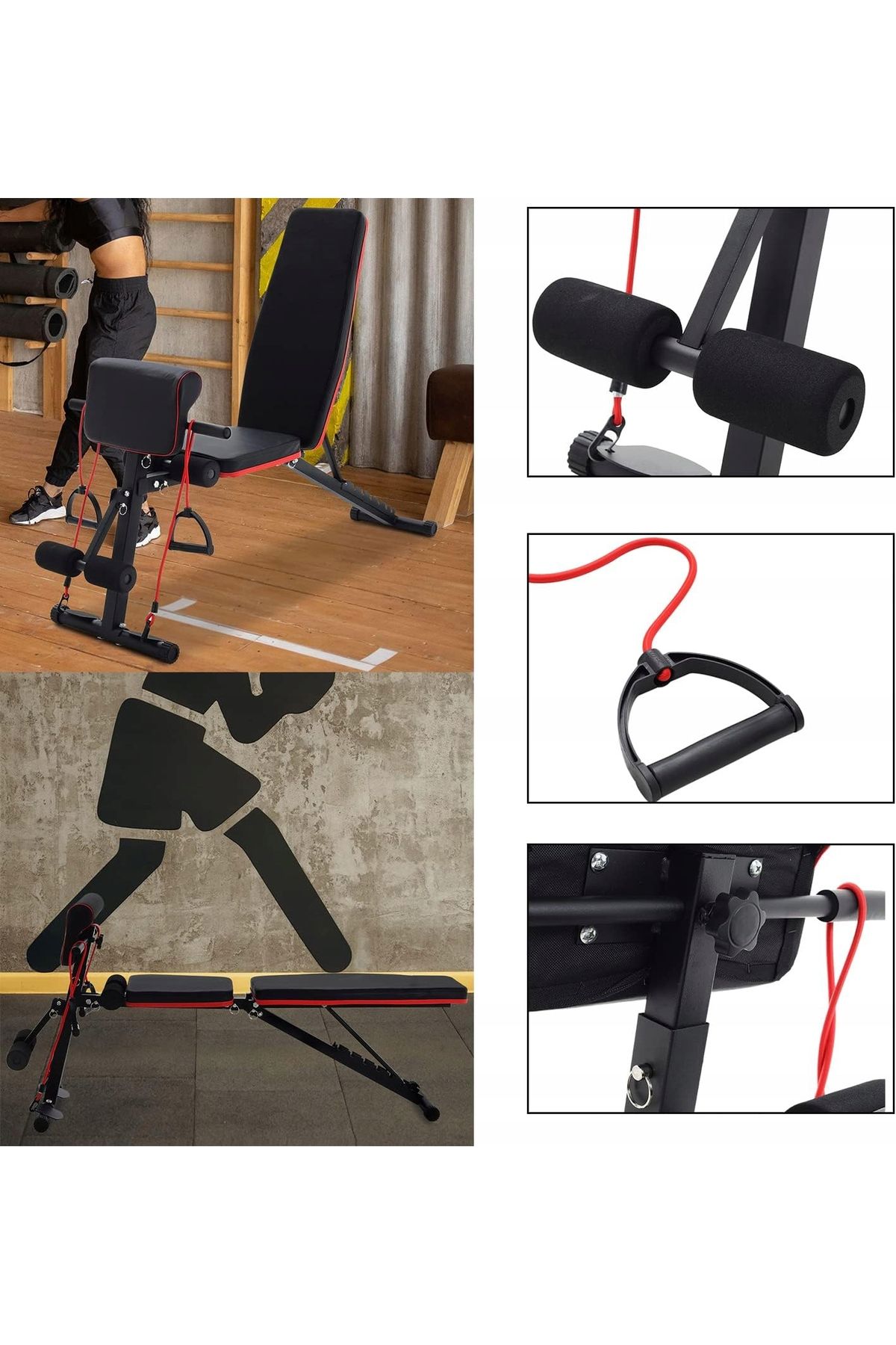 SERSIMO-Multifunctional fitness training bench, 7-step adjustable backrest, maximum load 150 kg 8