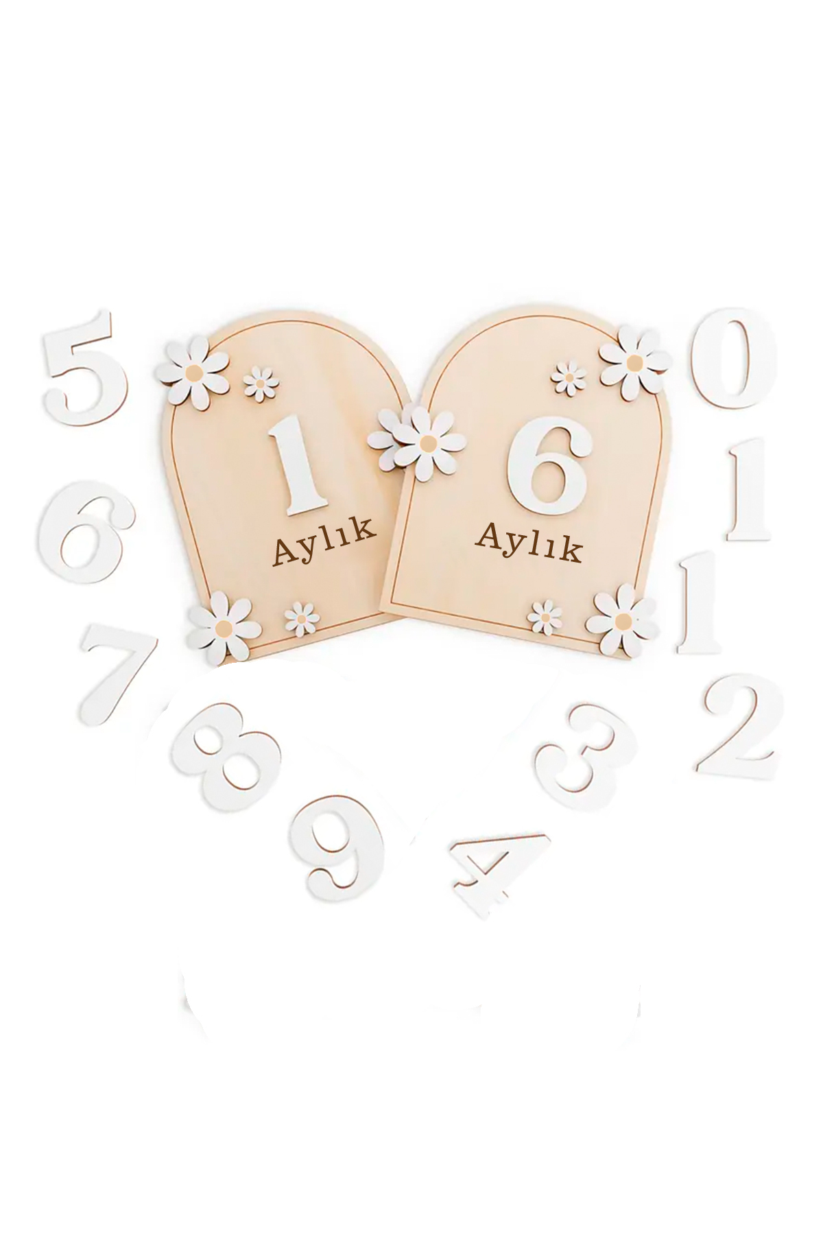 GONCA EĞİTİM Ahşap Bebek Aylık Gelişim Kartları | 1-12 Ay Fotoğraf Çekim Kartı | Doğum Günü Süsü Hediyelik Set fotoğrafı 3 (önizleme)