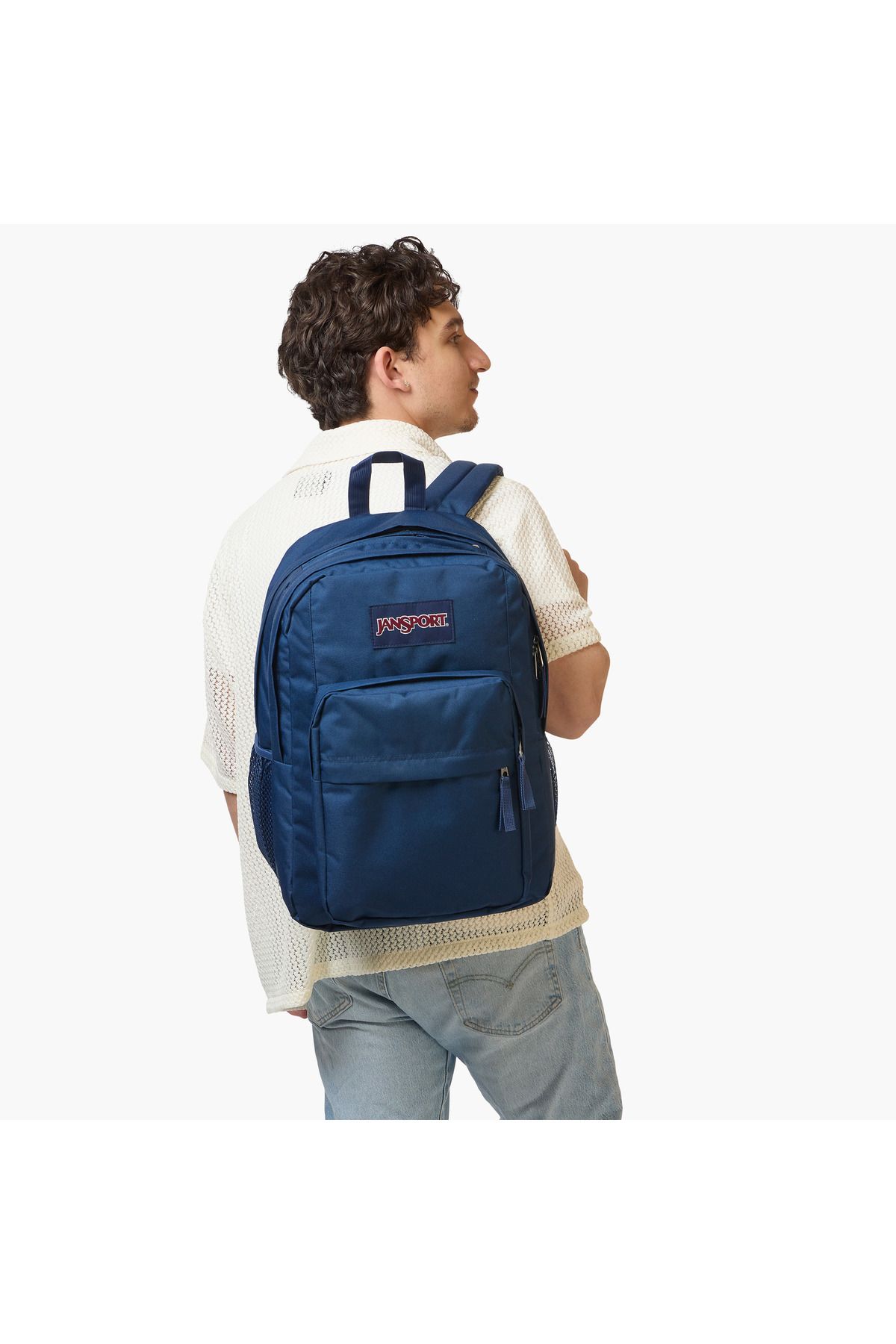 Jansport-Solid Backpack with Adjustable Straps and Zip Closure - 19x33x5 cms 2