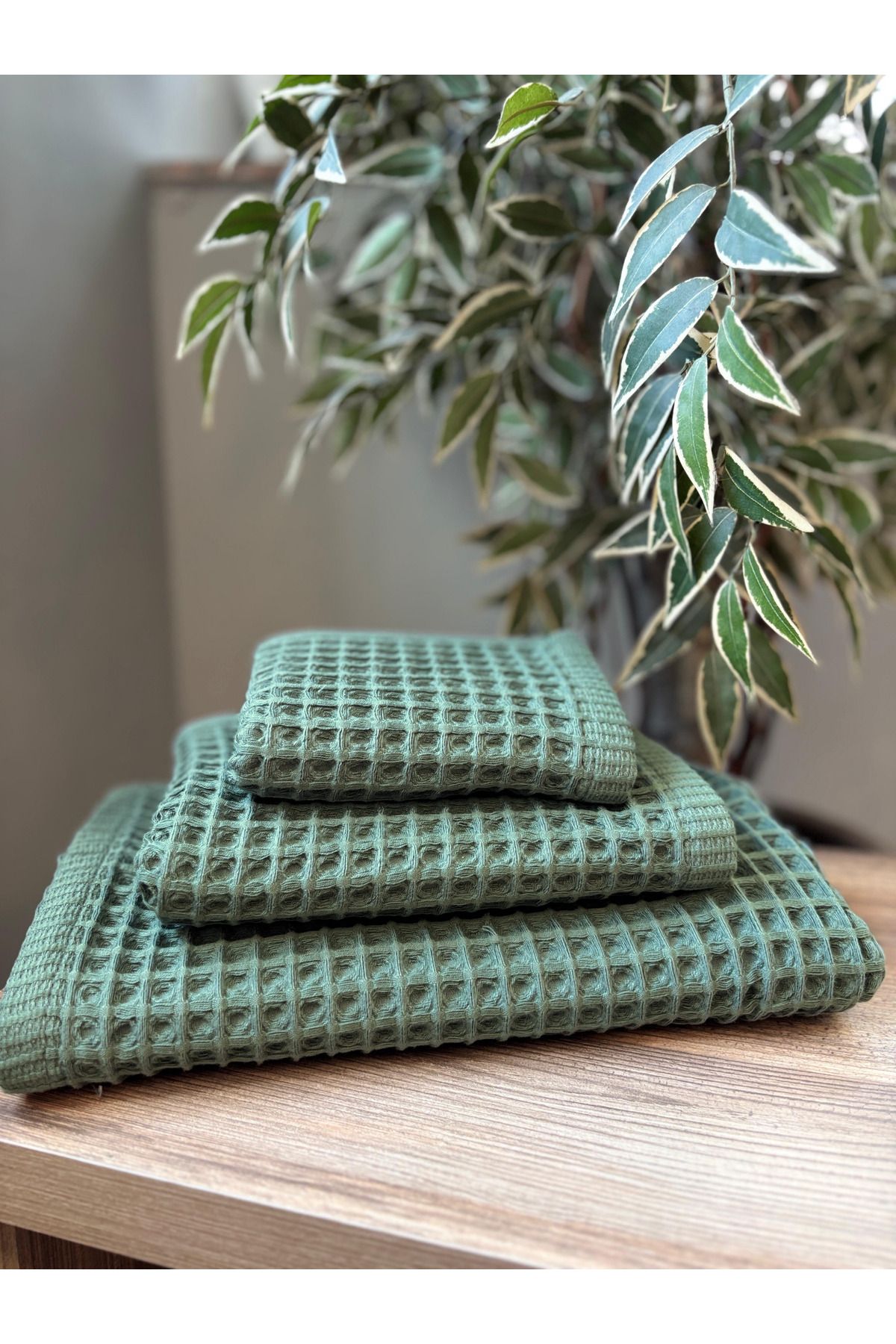 d'niss home touch of nature in your home-Waffle Patterned Multi-Purpose Towel Set 2