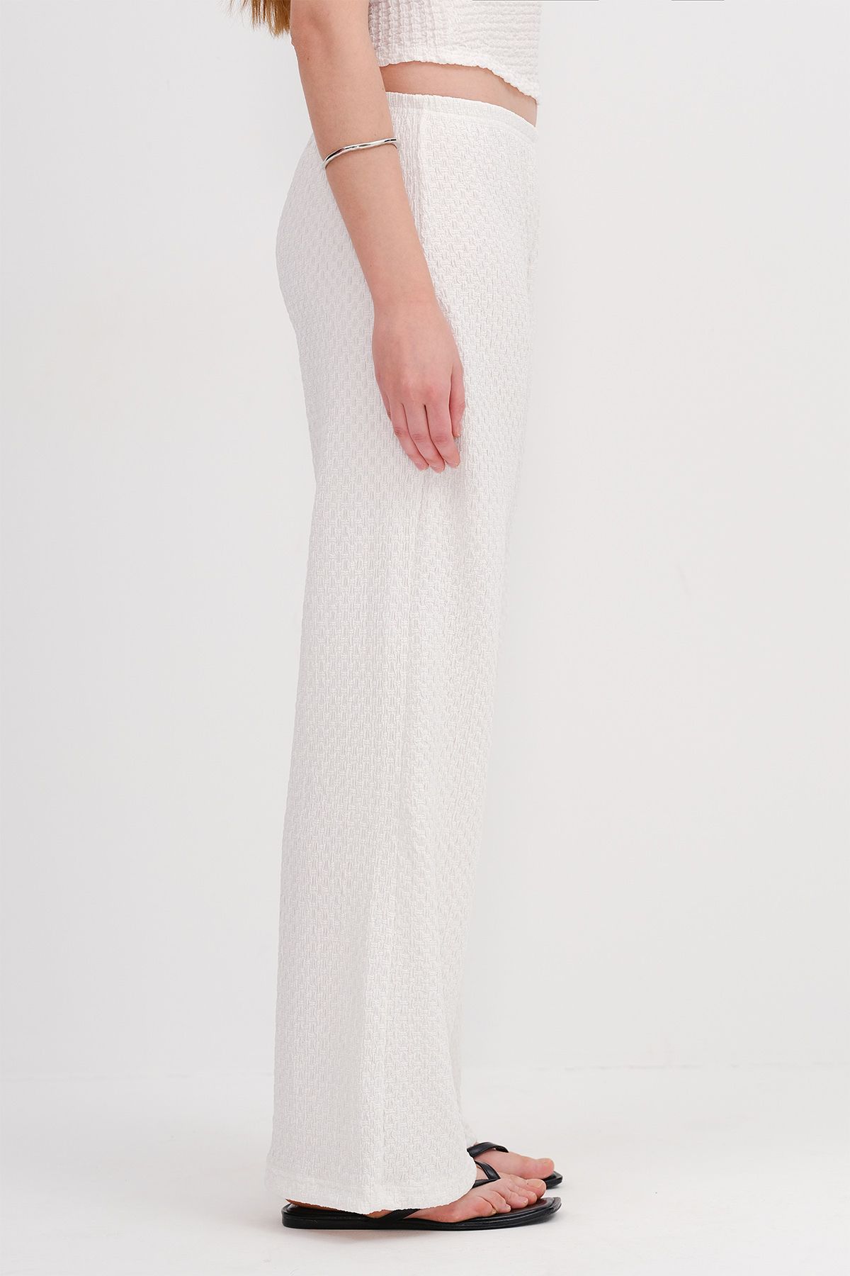 Addax-Textured Trousers with Elastic Waist Pn0546-L6 4