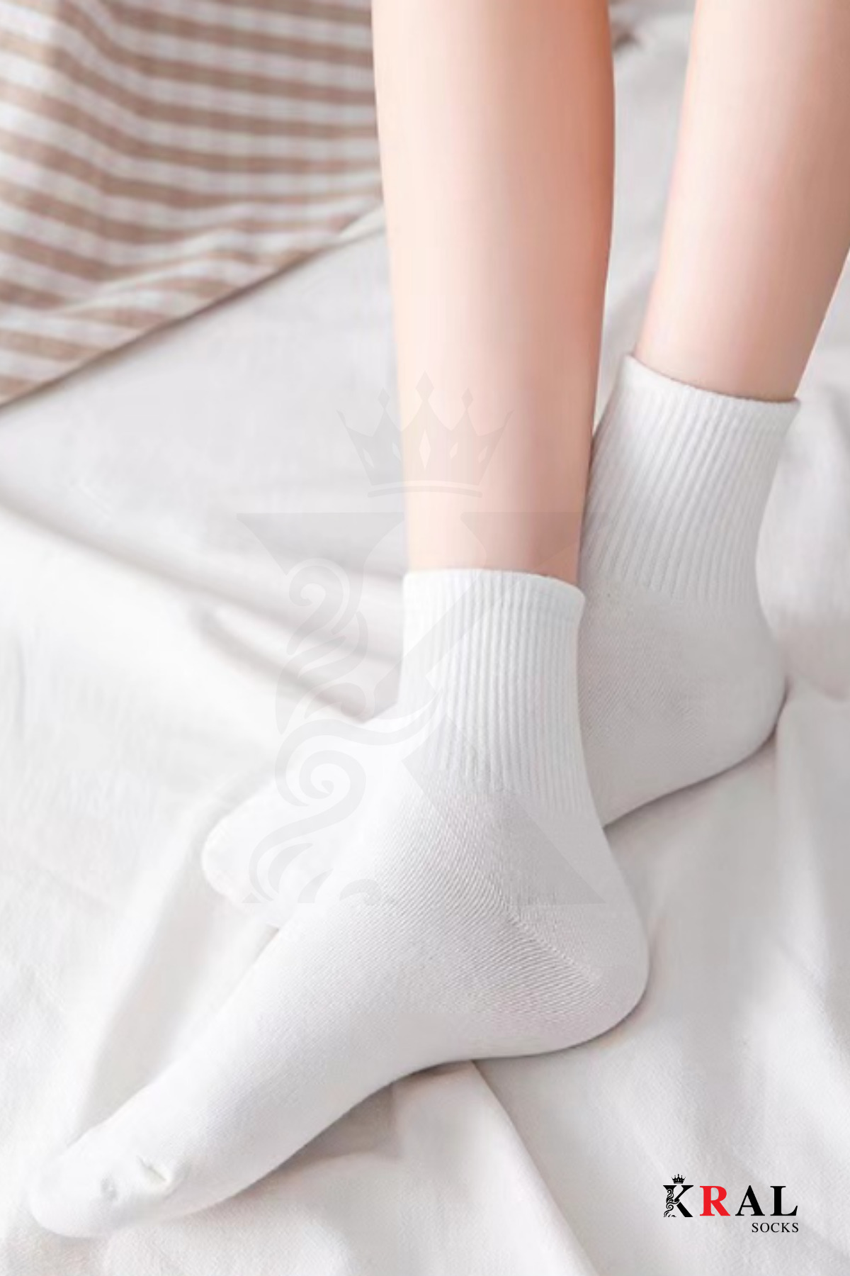 KRAL SOCKS 12 Çift Unisex Pamuklu Tenis Kolej Spor Çorap Siyah Beyaz görsel 4