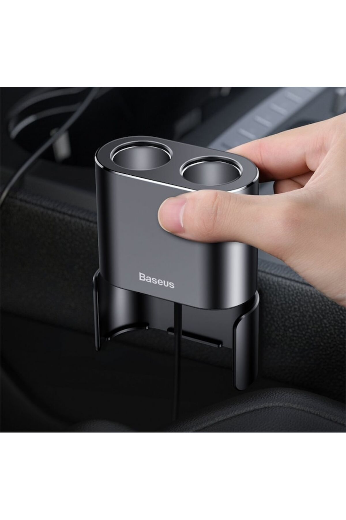 Baseus-Încărcător auto, port extins, 2 brichete, 2 USB A, 95 W, 2.1 A, cablu 1 m, gri 3