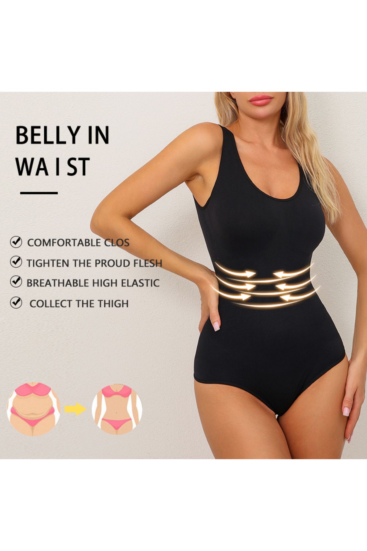 SOLLUXE-Shapewear with abdominal compression and bust lifting effect, seamless shaping underwear 4