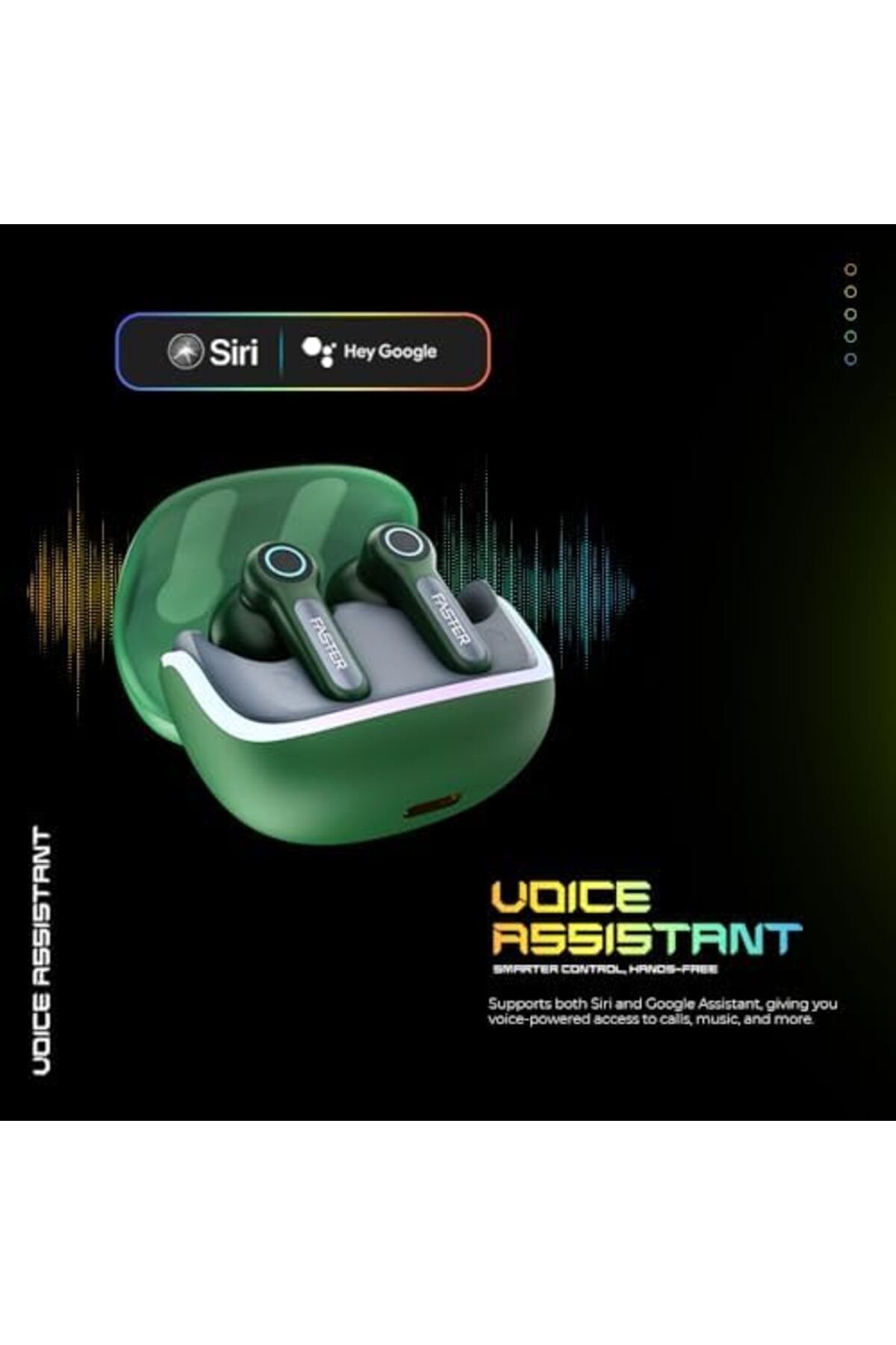 Faster-NeoniX Wireless Earbuds-5.3 Bluetooth Dynamic Driver Low Latency 13mm Speakers ENC, RGB Light 2