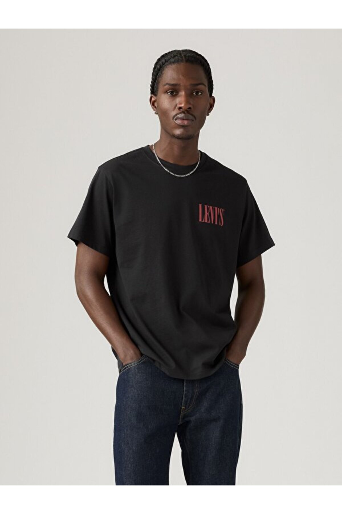 لیوایز تی شرت مردانه مشکی Relaxed Fit Ssnl Serif Logo2