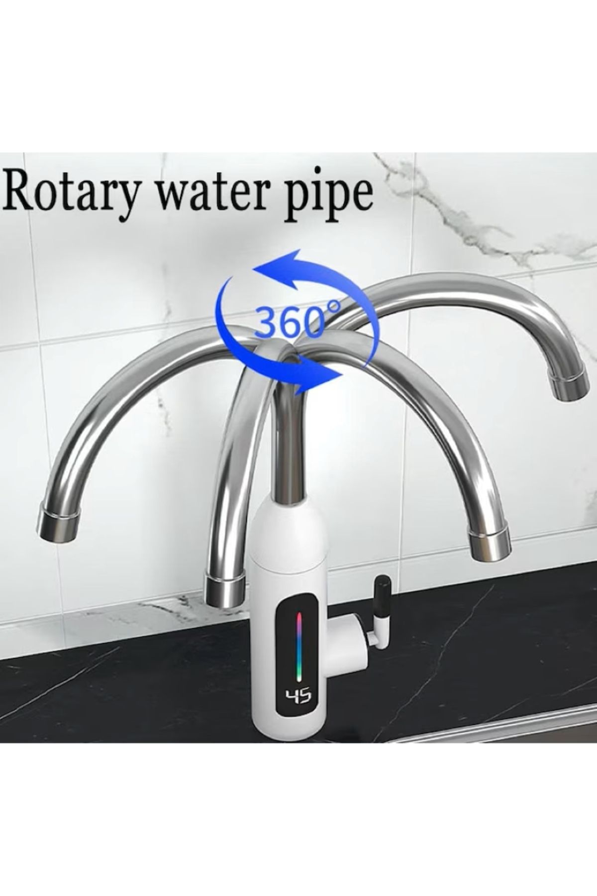 EMATTERIO-Electric faucet with instant heating, LCD temperature display, sink mounting, modern 3