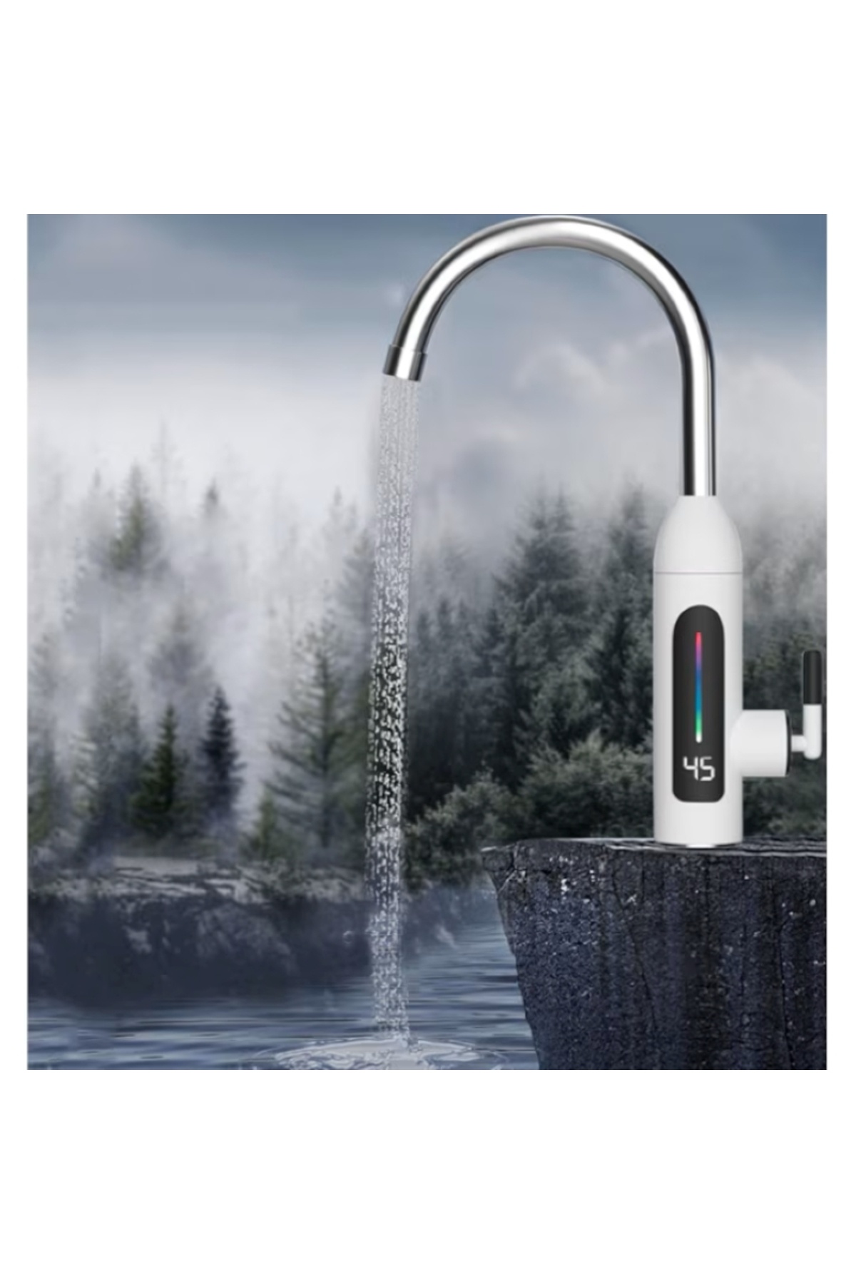 EMATTERIO-Electric faucet with instant heating, LCD temperature display, sink mounting, modern 4