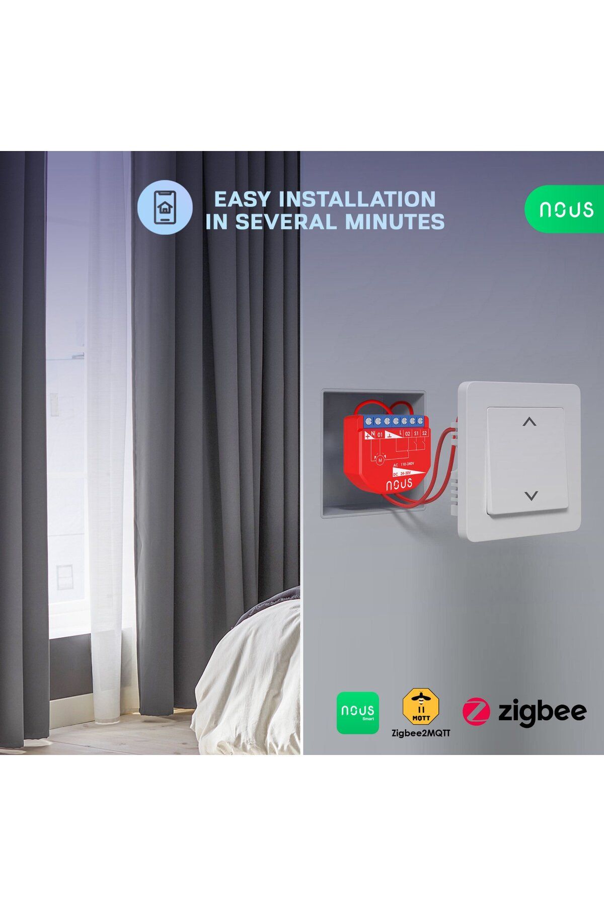 Nous-Releu inteligent pentru perdele si draperii B4Z ZigBee, 1 canal 3