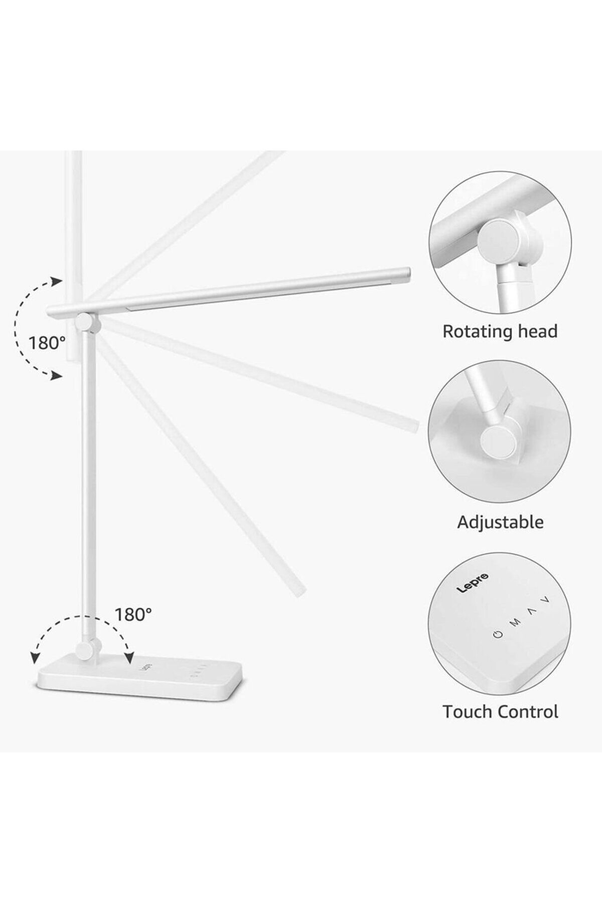 LEPRO-Lampa de birou LED PR310001 control Touch, 3 moduri, 9W, 800 Lumeni, Alb 3