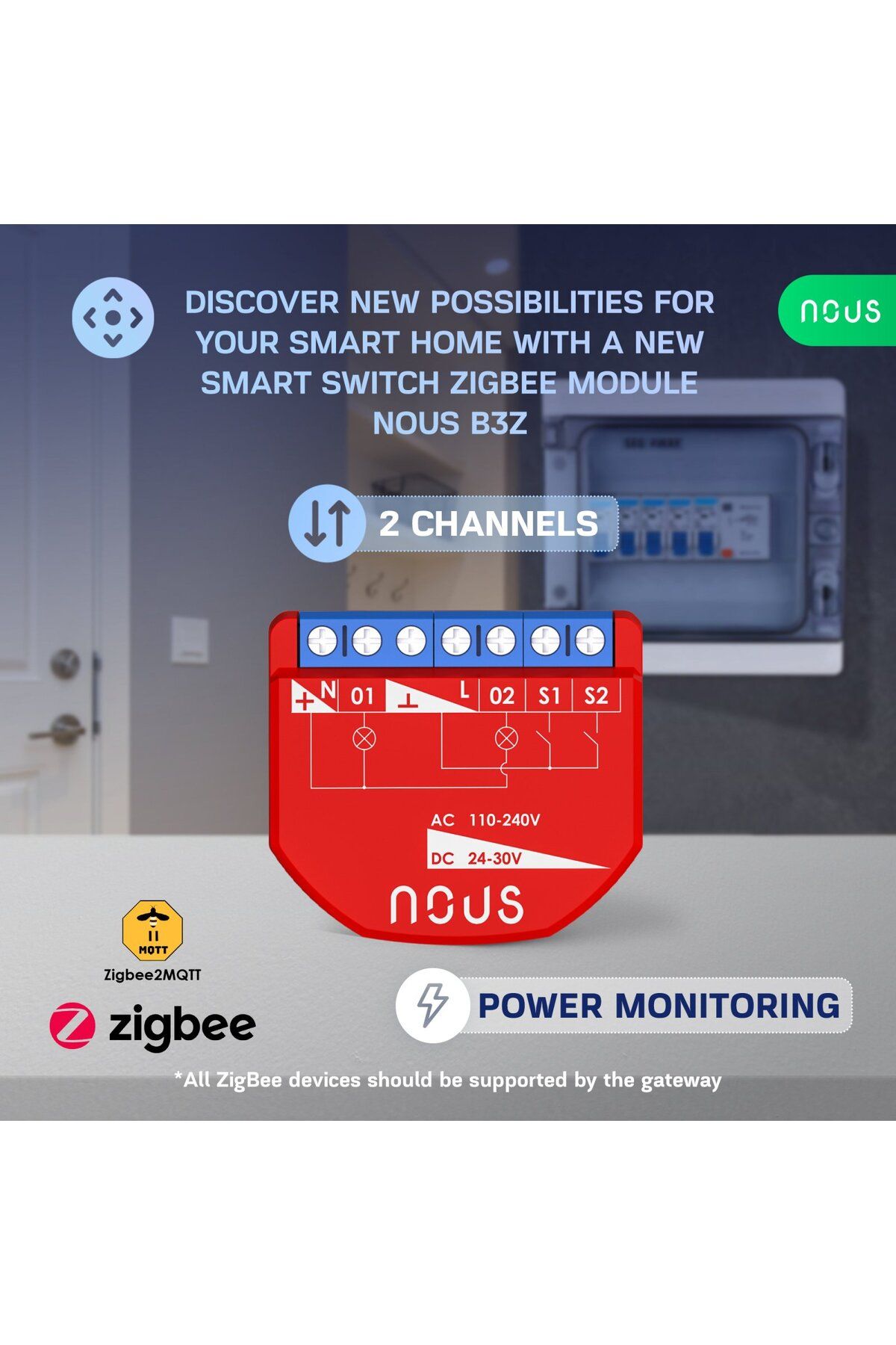 Nous-Releu inteligent B3Z, 16A, ZigBee, 2 canal PM, Monitorizare energie 5