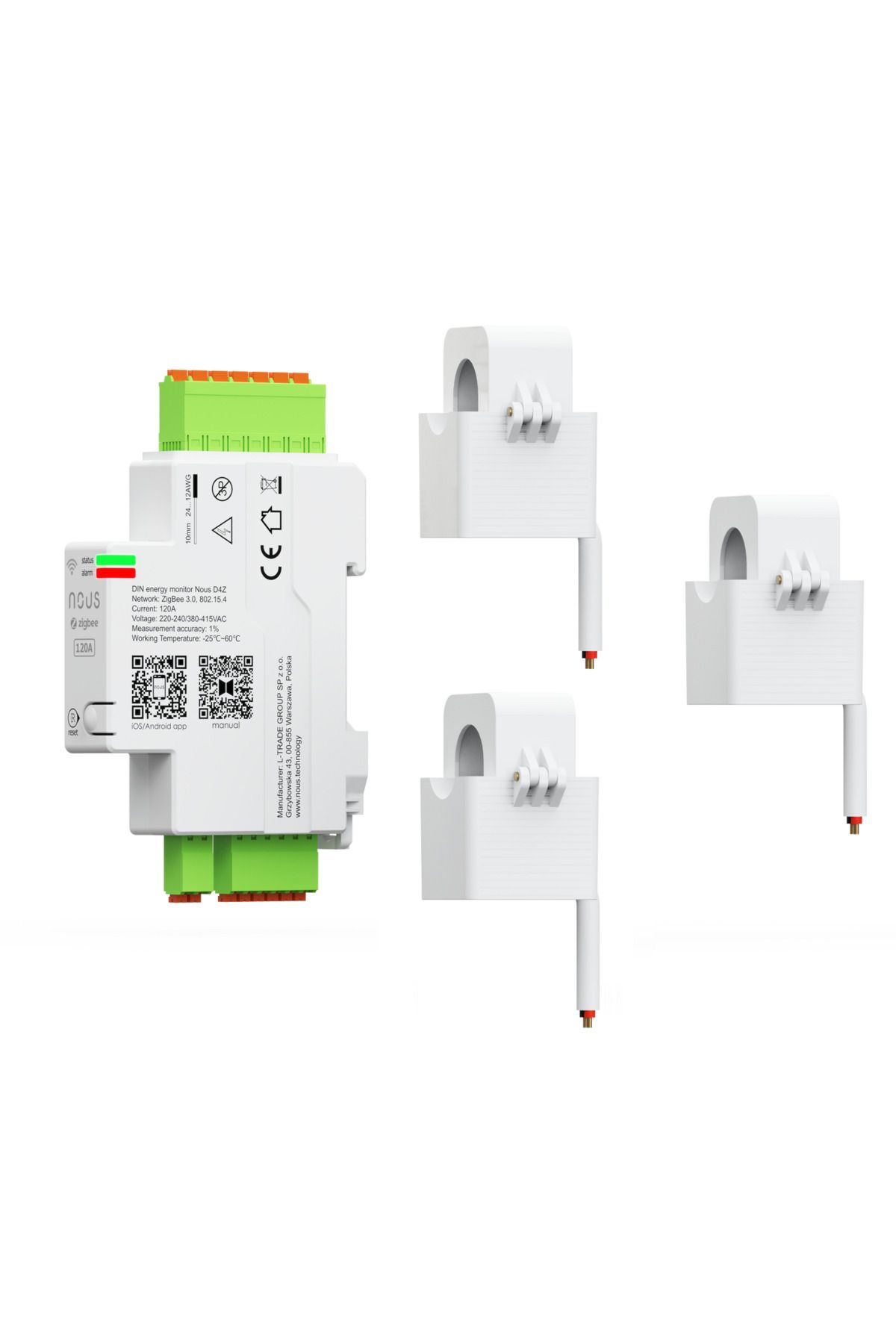 Nous-Contor electric D4Z ZigBee Smart DIN 120A, monitor consum in timp real , montare pe sina DIN 1