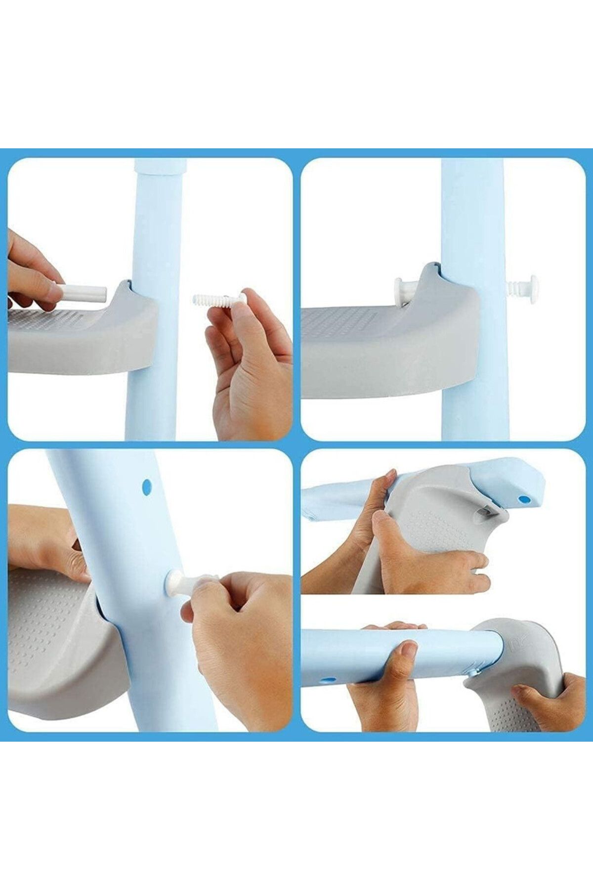 Mercaton-Foldable Toilet Reducer with Ladder, 2 Adjustable Non-Slip Steps, Waterproof Seat, PP, 8