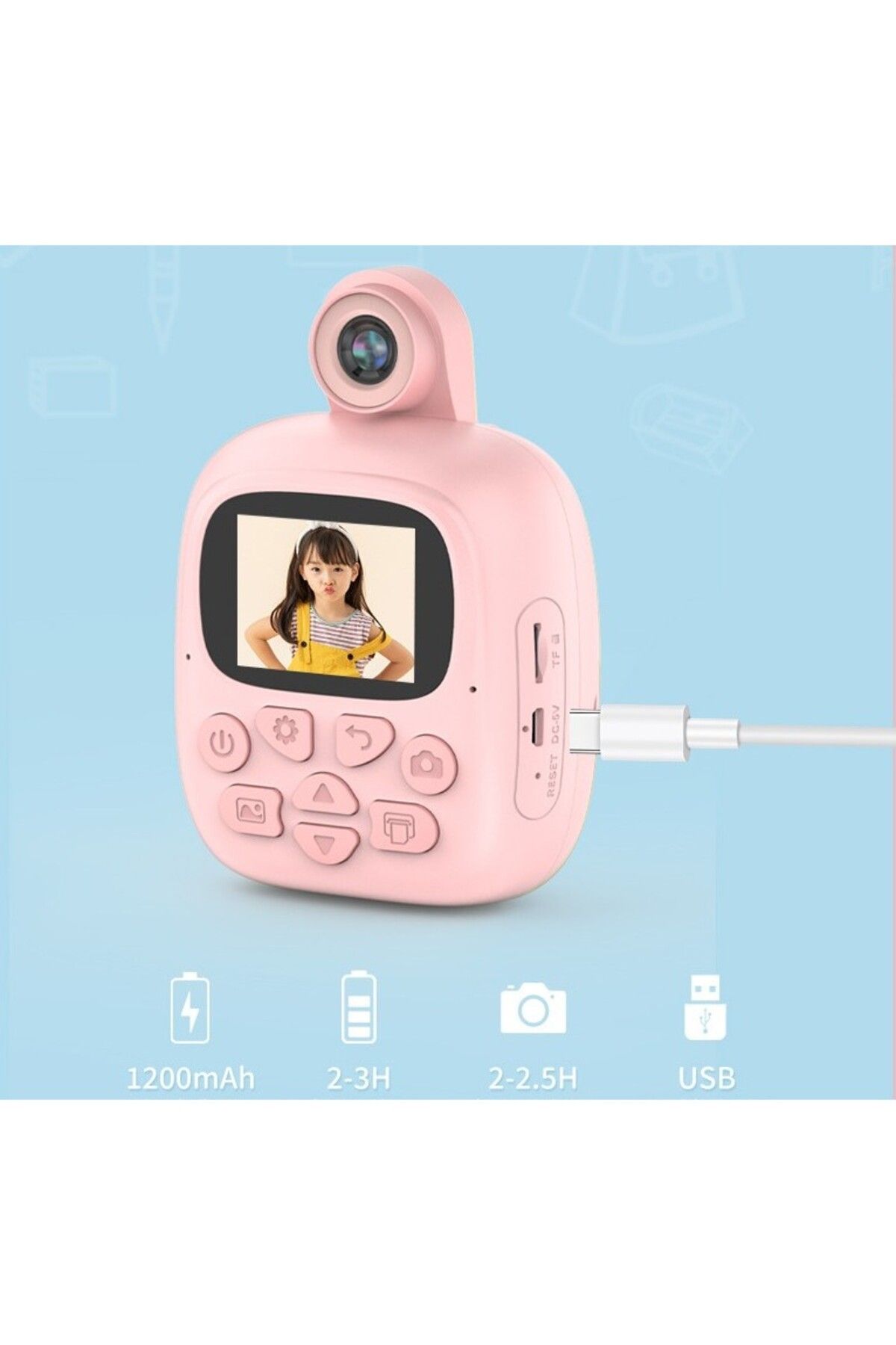 Flippy-Cameră instantanee, rabatabilă, selfie la 180°, imprimare alb-negru, USB-C, Bluetooth, iOS/Android, roz 9