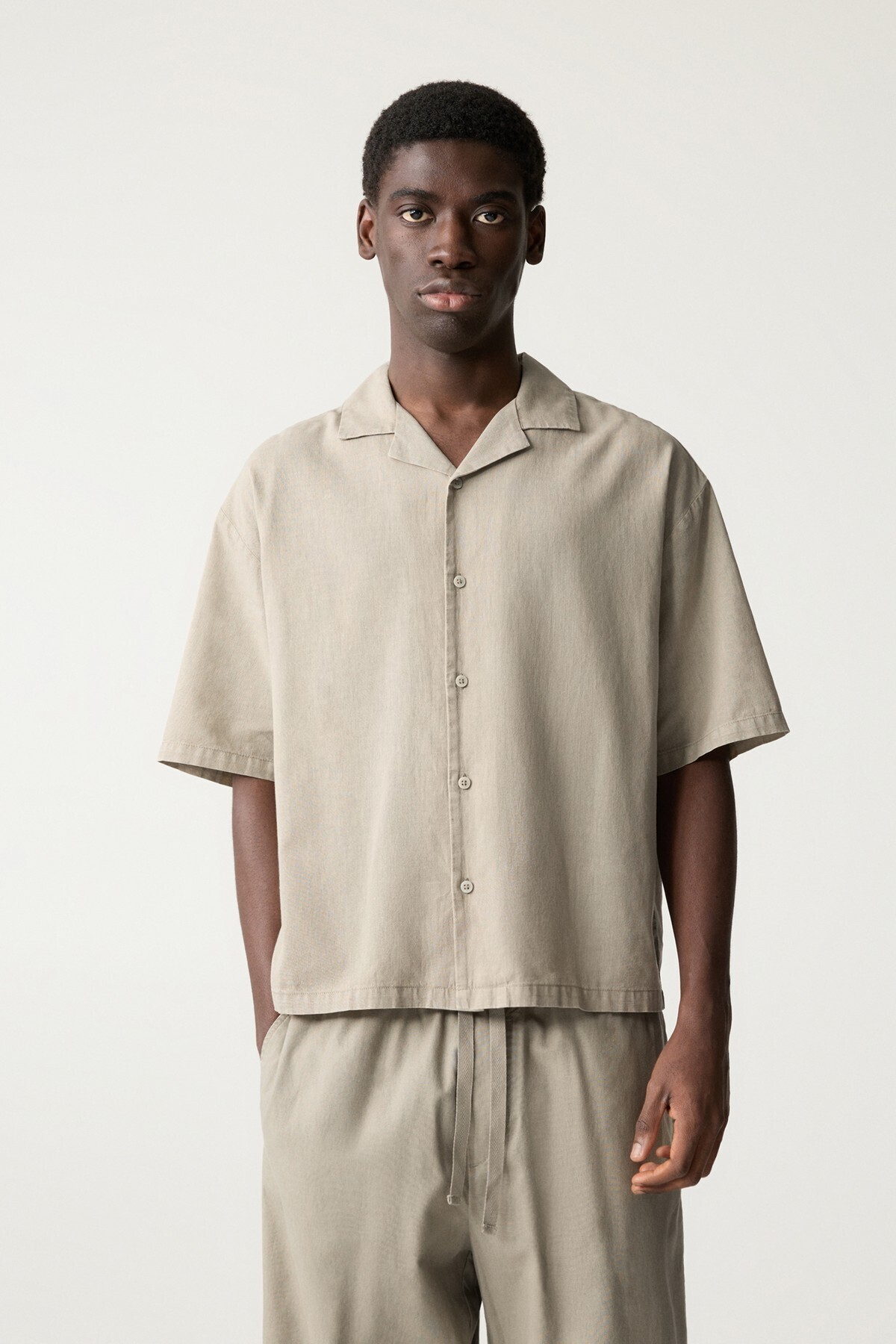 پول اند بیر پیراهن آستین کوتاه ترکیبی از کتان