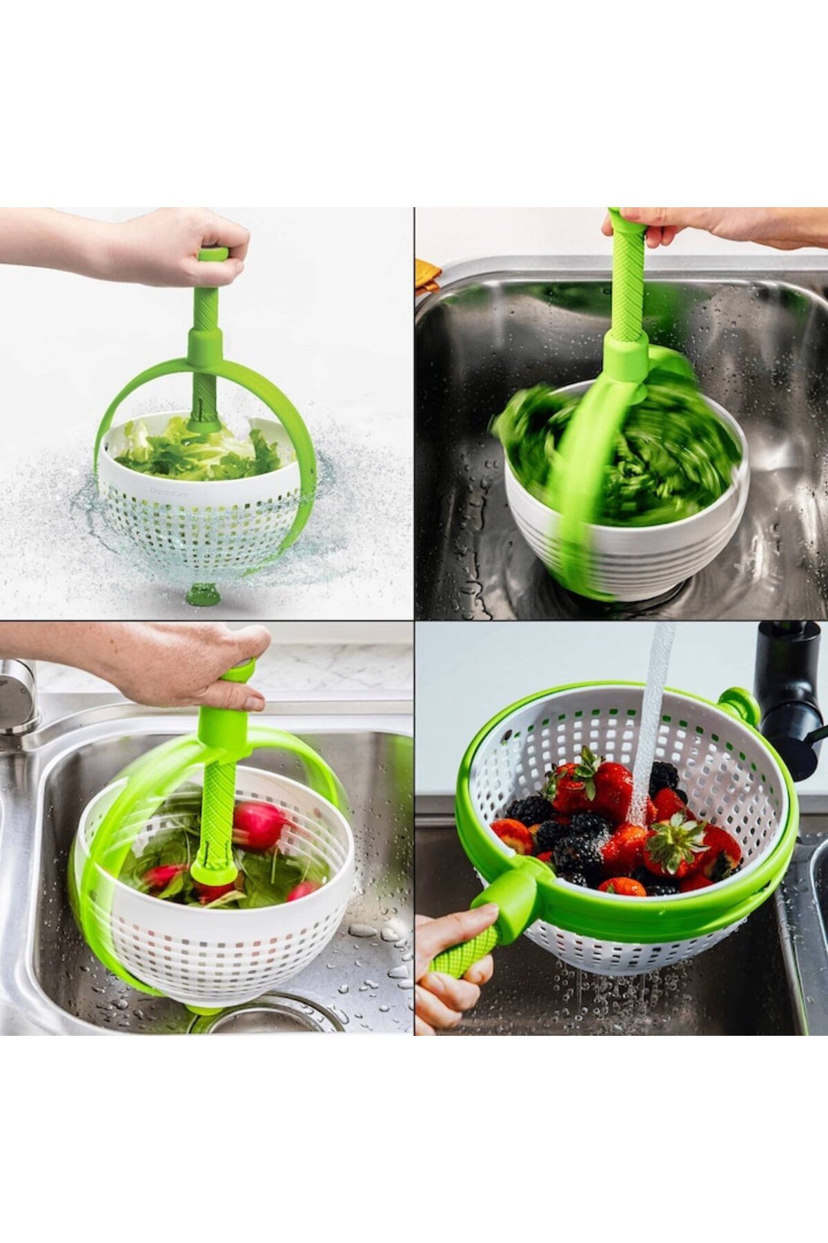 Royal-Rotating Multifunctional Strainer with Handle, ABS Material, 22x12 cm, Green 3