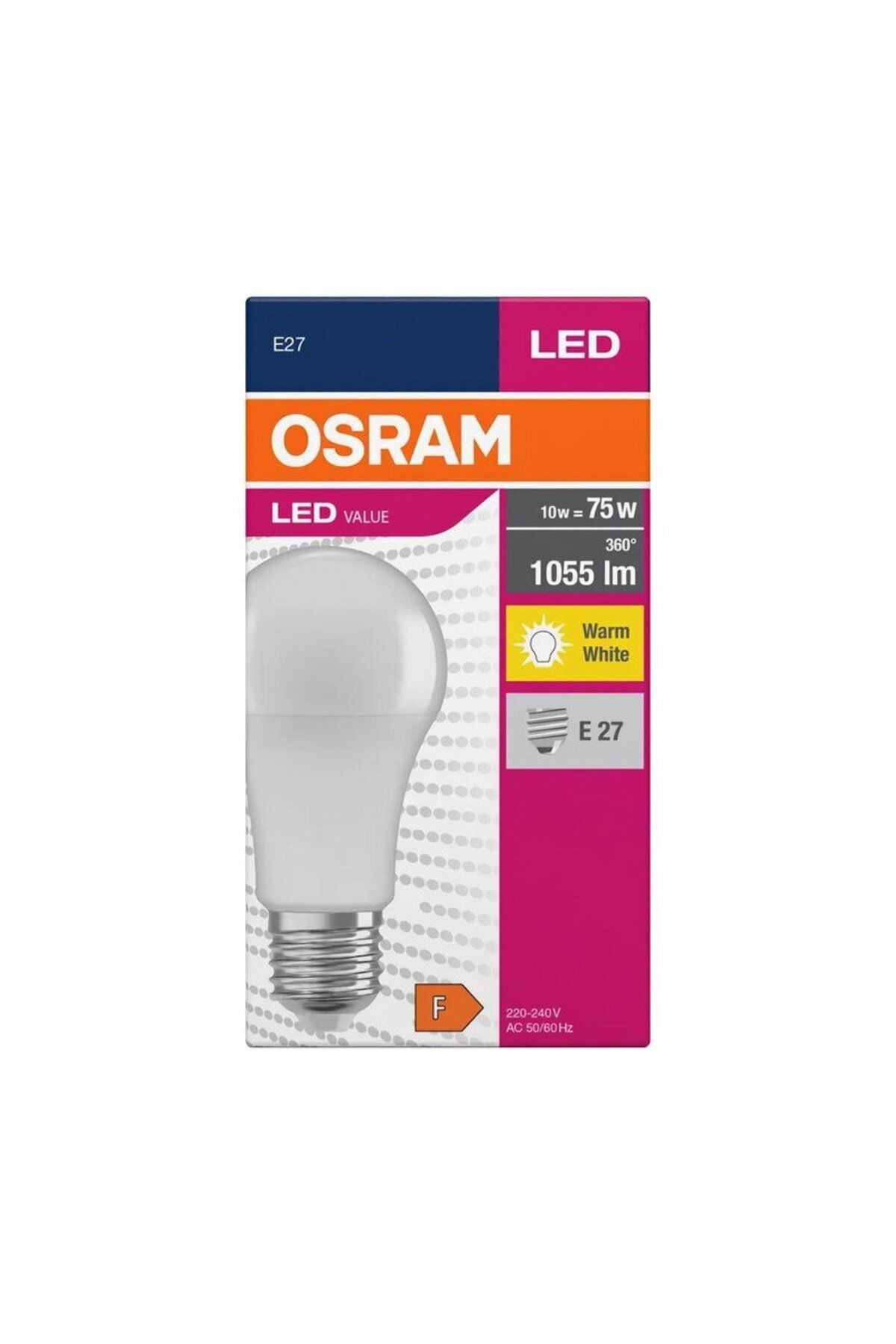 Osram-Set 5 becuri glob LED, E27, 10W, echivalent 75W, lumina calda, 2700K, unghi 360, 1055 lm, clas 3