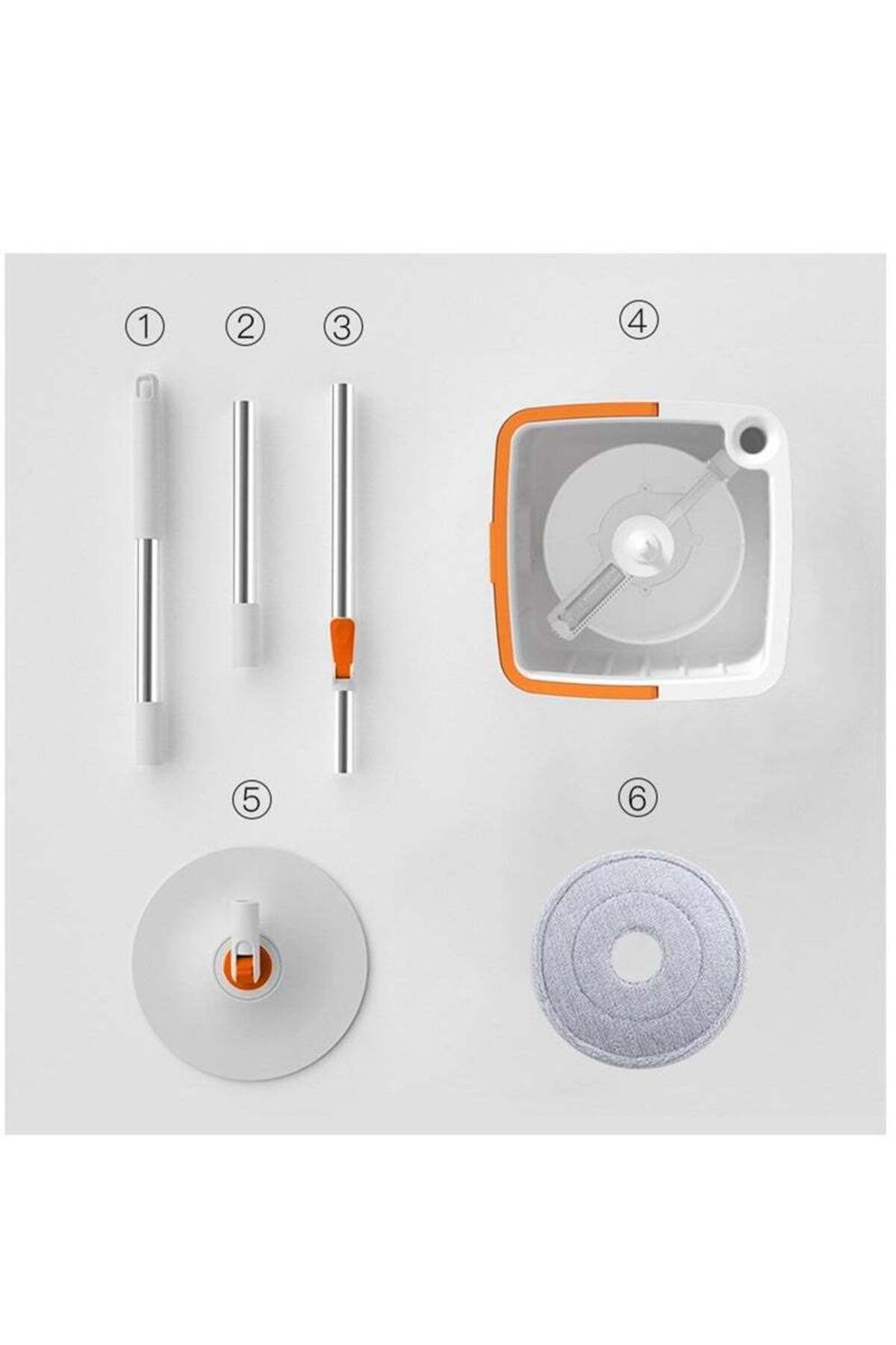 COOYA-Spin Mop and Bucket Set,180° Rotating Mop Head Wet&Dry Use with 2 Washable Pad,Mops for Hardwood 4