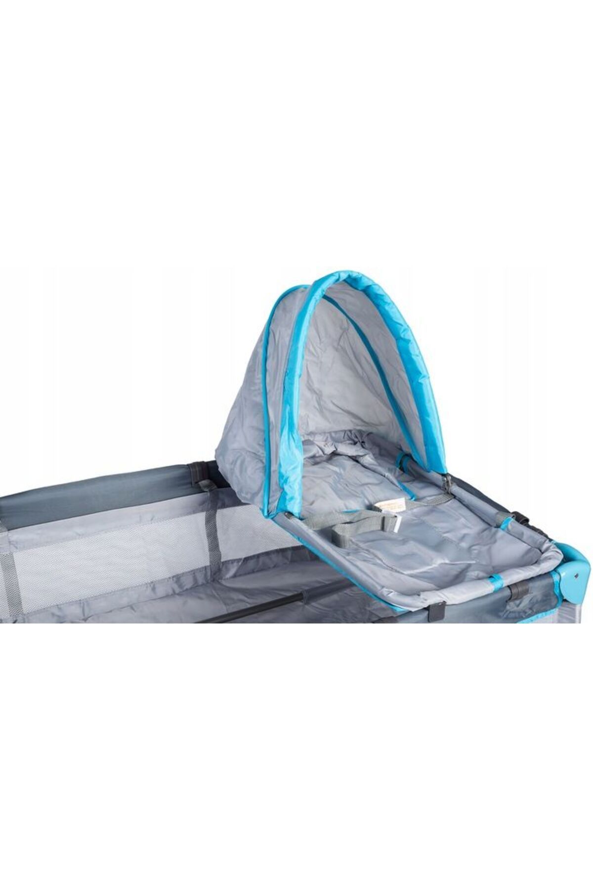SERSIMO-Folding cot with mosquito net and changing table, steel frame, 126x66x77 cm, gray 6