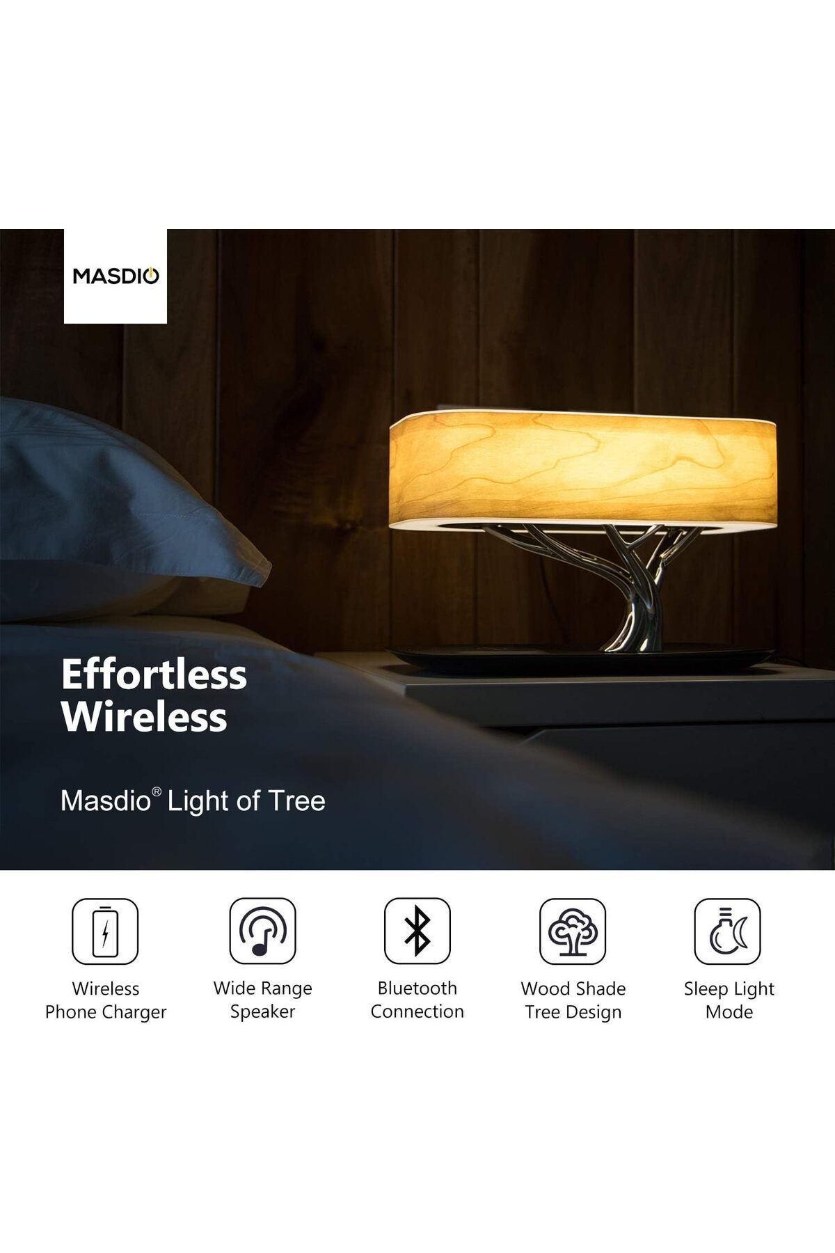SLIMTA-Masdio by Ampulla Bedside Lamp with Bluetooth Speaker and Wireless Charger 7
