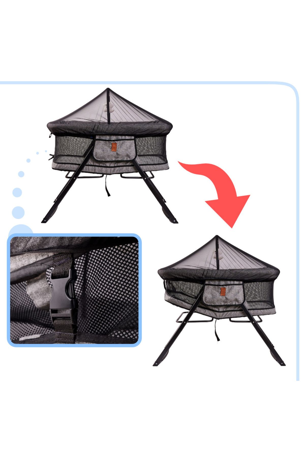 LikeSmart-Foldable crib for newborns "ISP Folding Bed", Toy Arcade, no sharp edges, 5