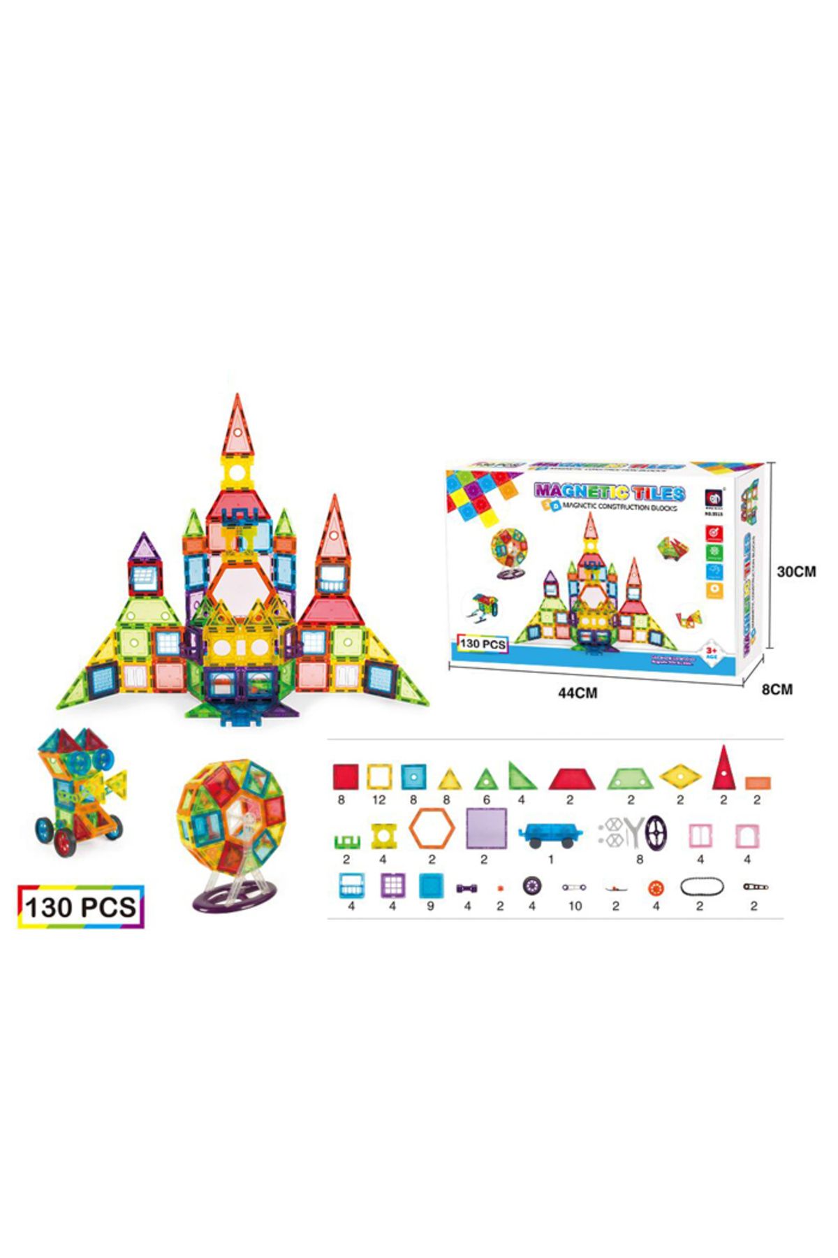 LikeSmart-Set Inteligent de Constructie Magnetic, "MAGNETIC CONSTRUCTION BLOCKS", 130 Piese, Educativ si Creat 3