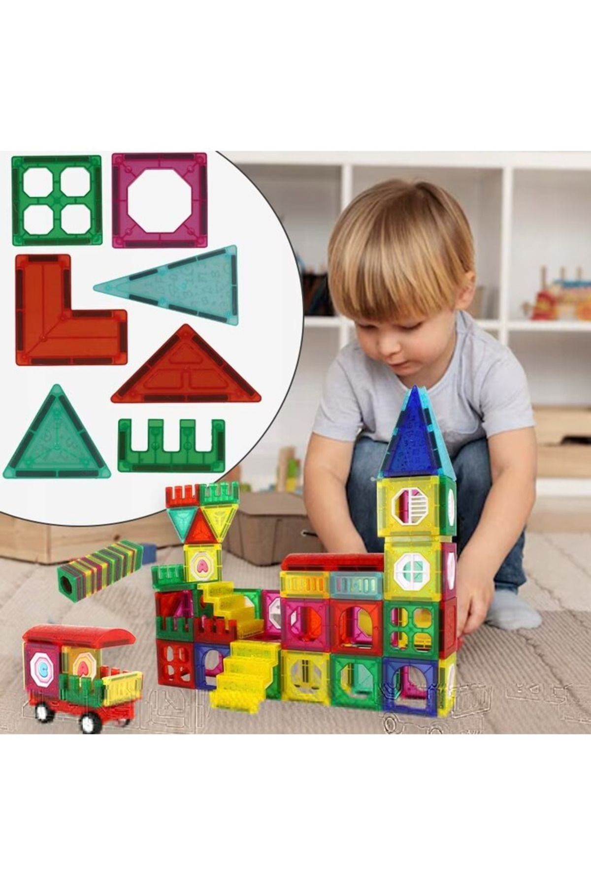 İSP-Set de constructie, ISP, LikeSmart Magnet Blocks, 3 ani+, 110 piese, Multicolor 4