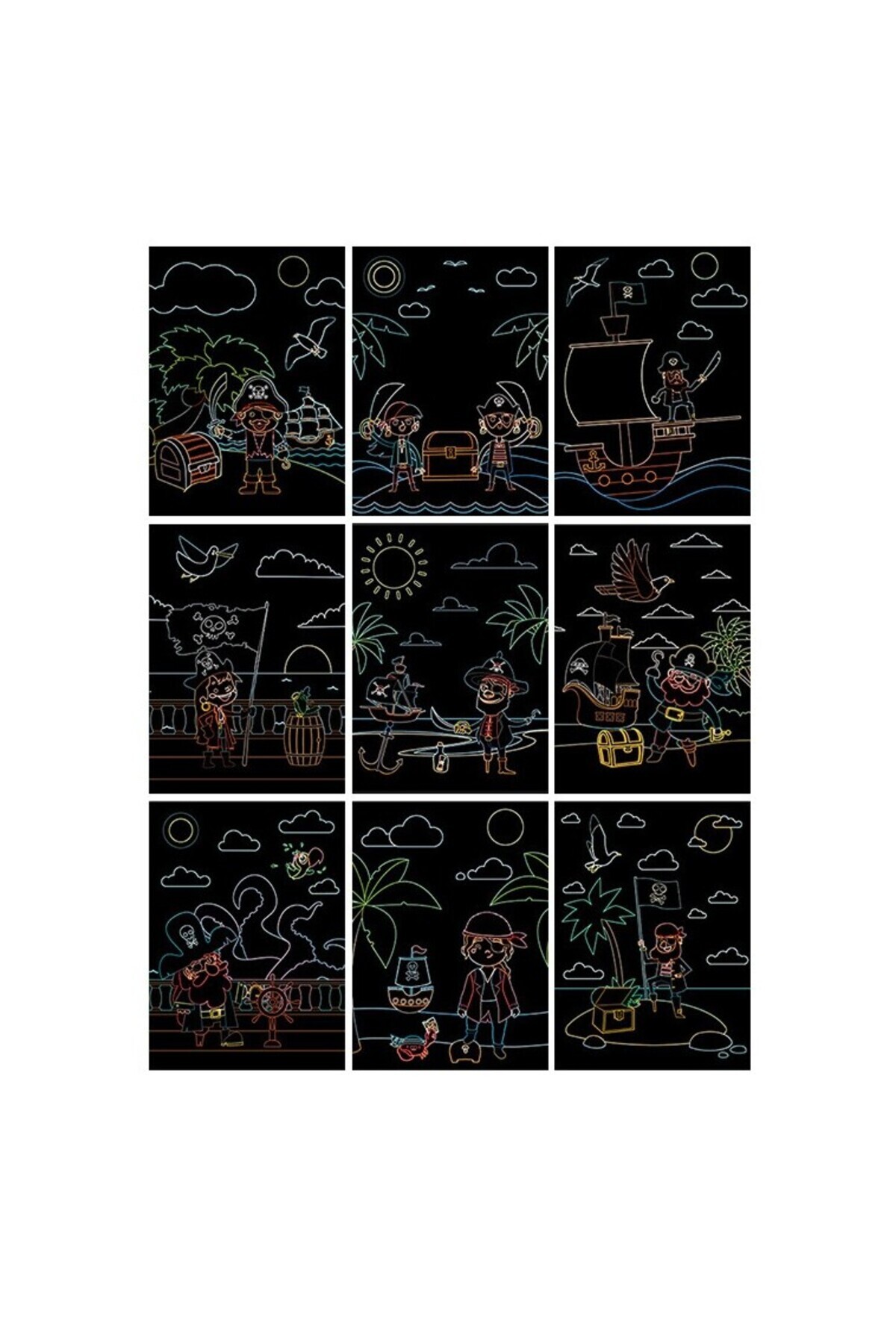 Flippy-Set of 9 Scratch Cards, Flippy, Scratch ArtCards, Multicolor 2