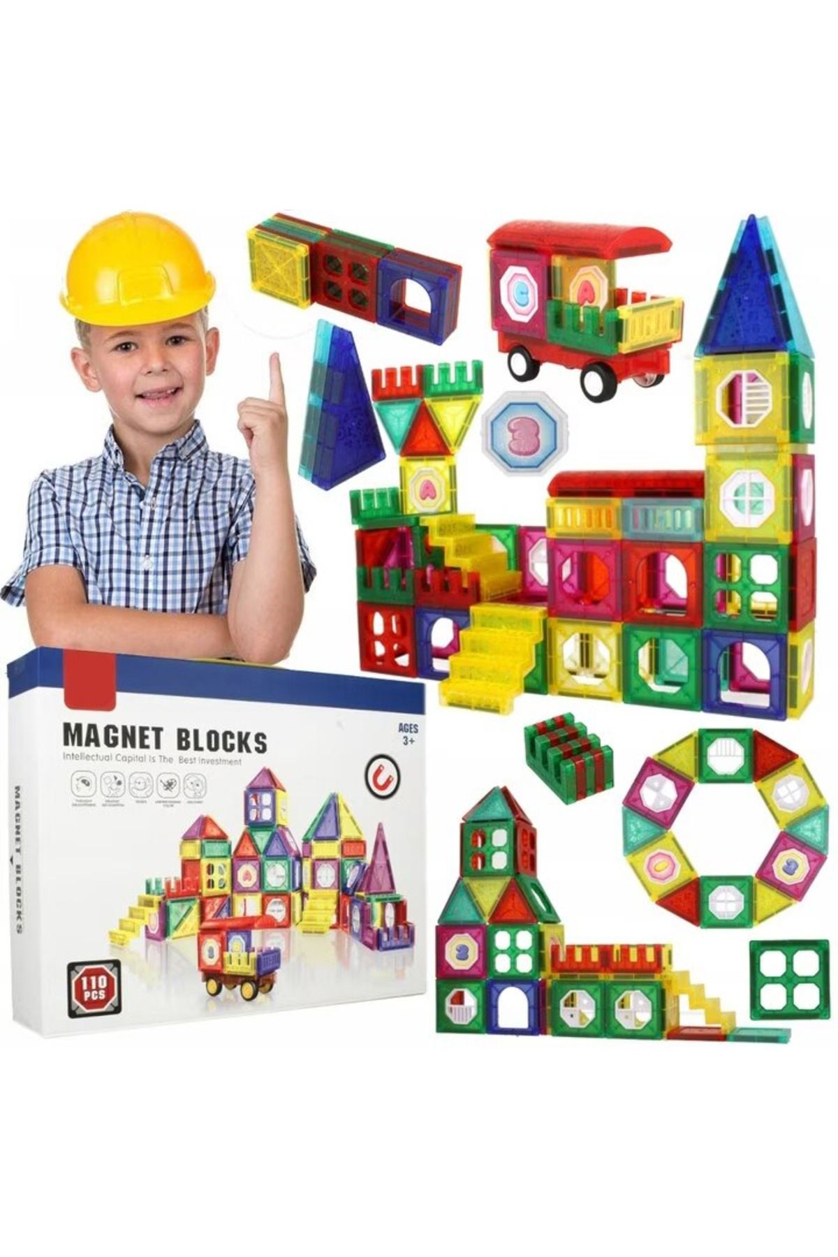 İSP-Set de constructie, ISP, LikeSmart Magnet Blocks, 3 ani+, 110 piese, Multicolor 8