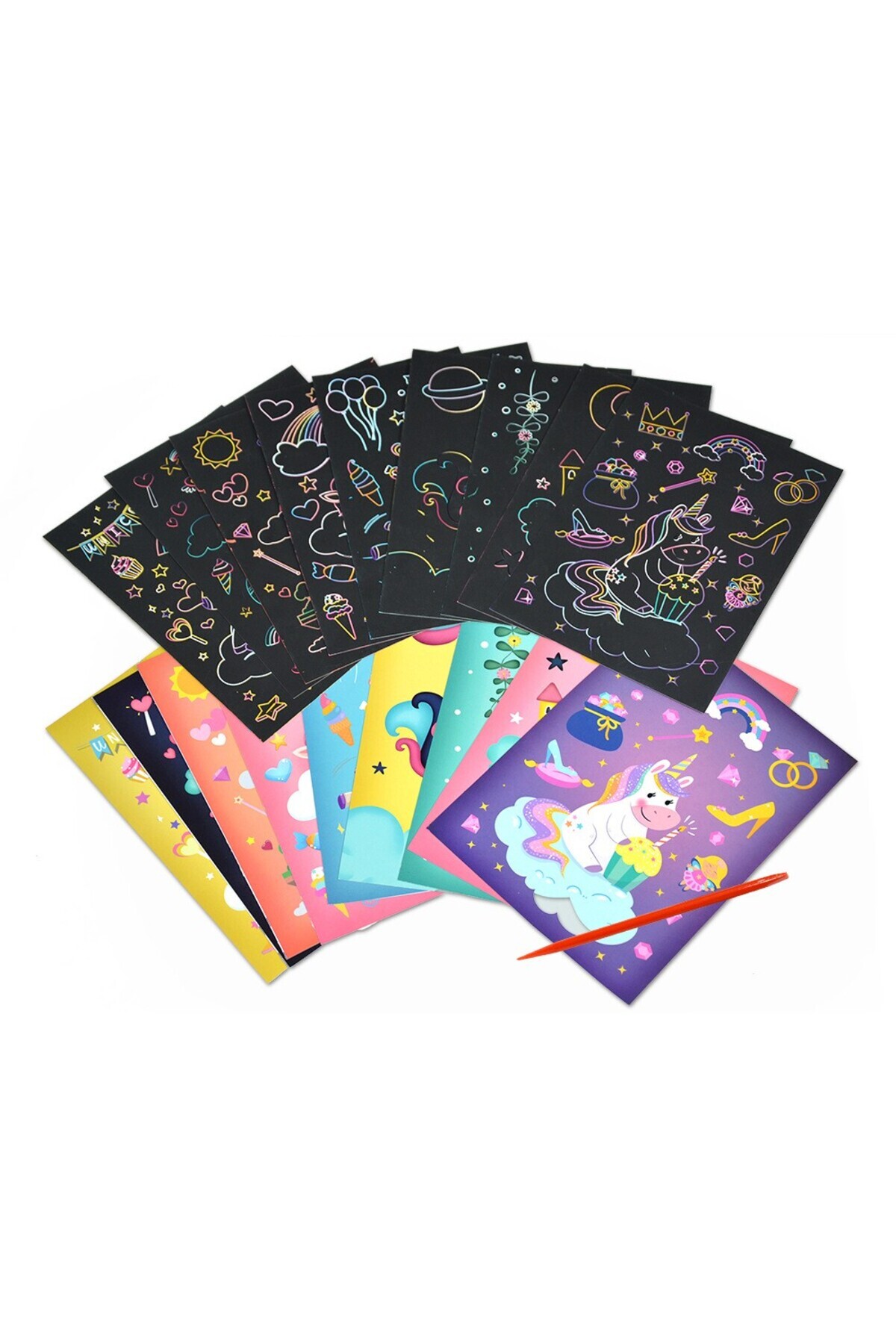 Flippy-Set of 9 Scratch Cards, Flippy, Scratch ArtCards, Multicolor 6