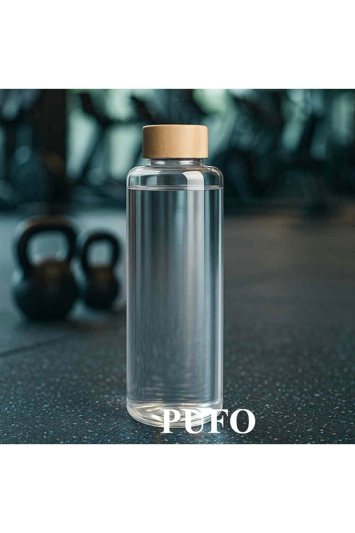 PUFO-Hydrate bottle for water or liquids made of borosilicate material, bamboo lid, 1L 7