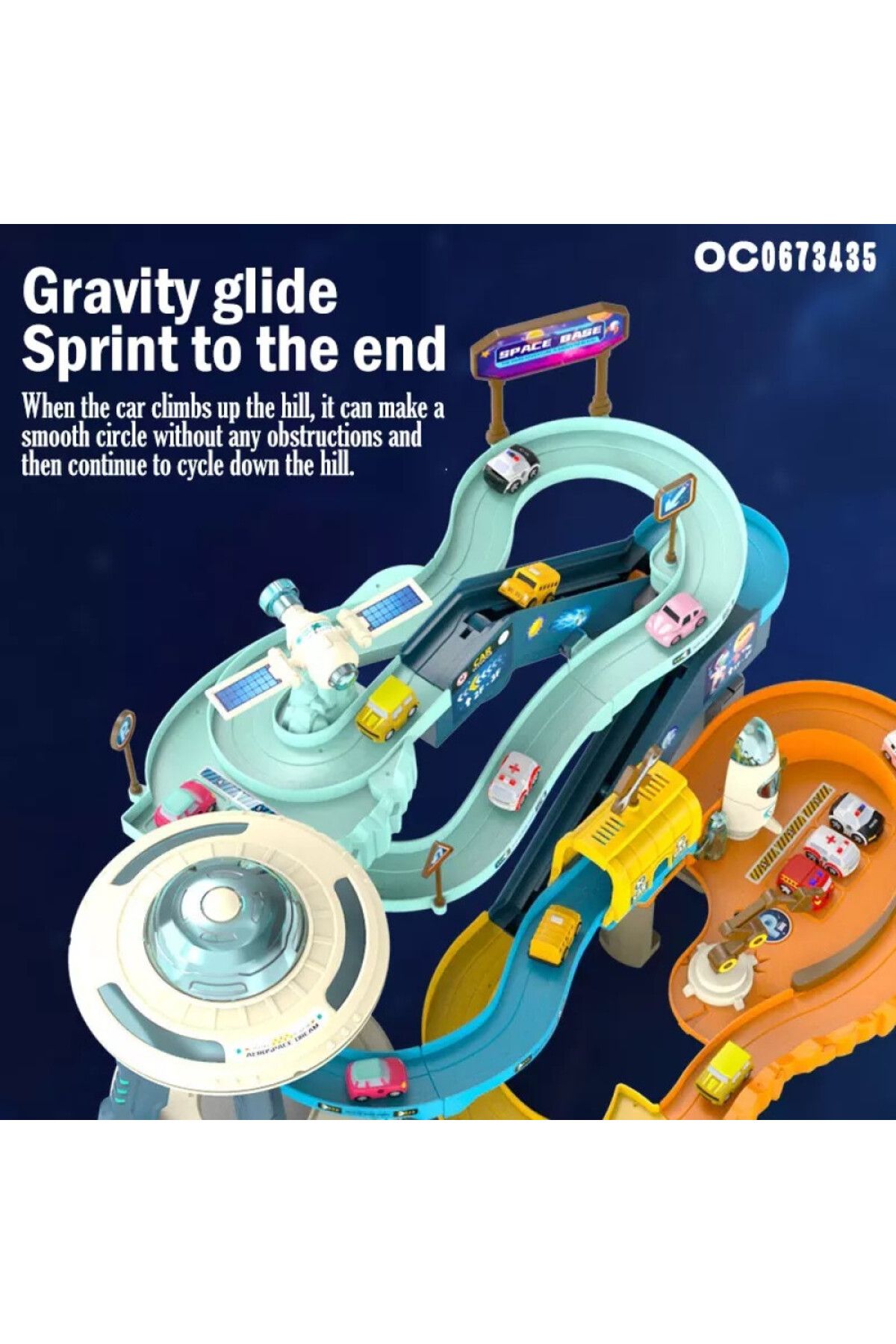 LikeSmart-Circuit cu Parcare pentru copii ISP "Likesmart Mars Base Orbit", cu lumini si sunete, Nava Spatiala, 4
