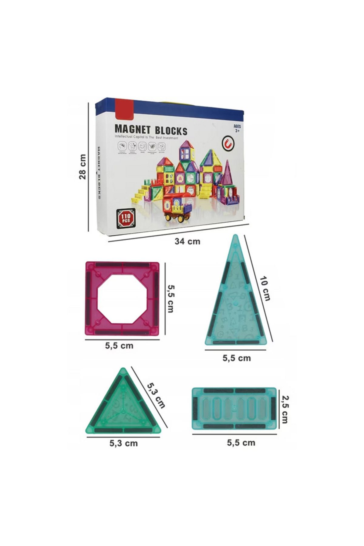 İSP-Set de constructie, ISP, LikeSmart Magnet Blocks, 3 ani+, 110 piese, Multicolor 1